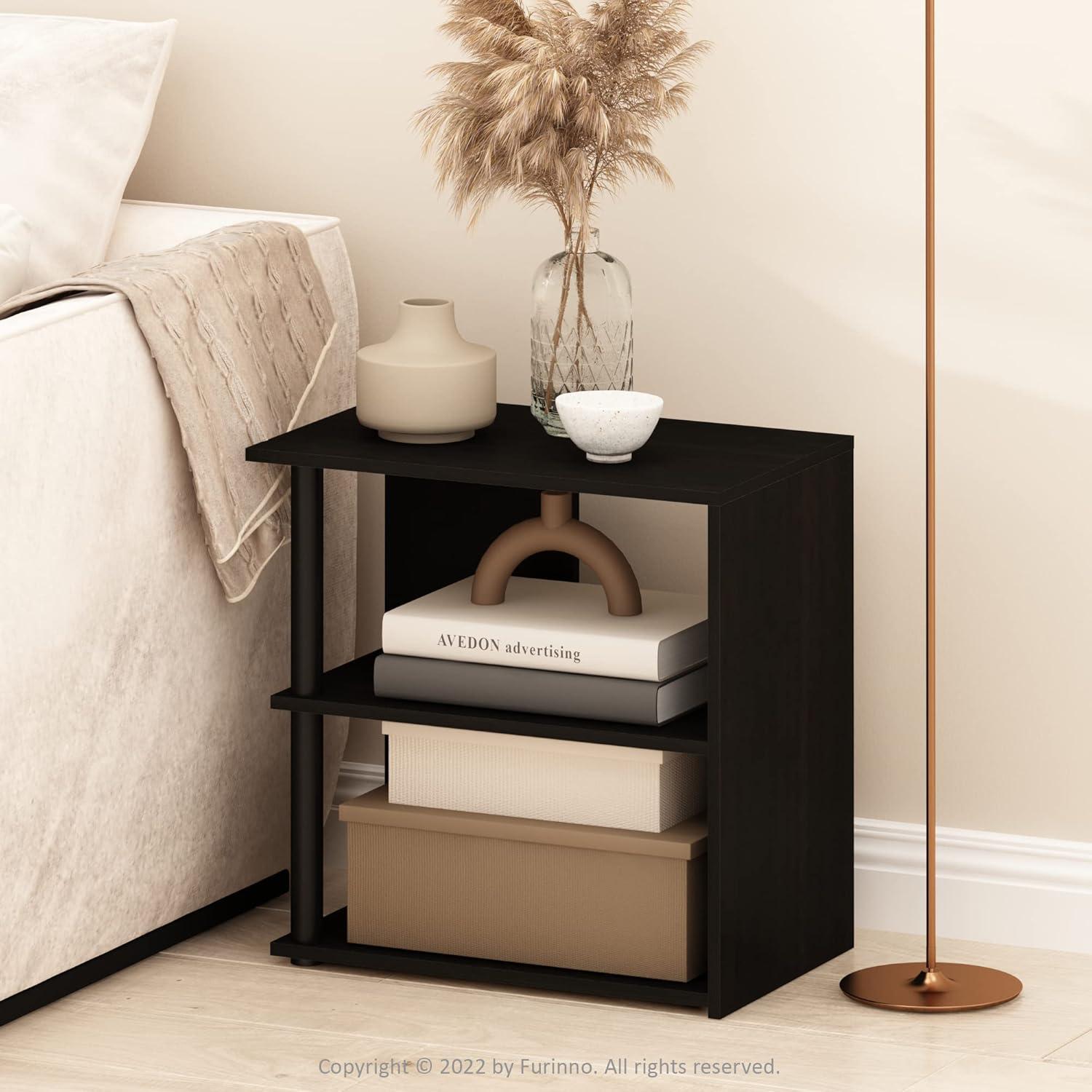 Furinno Romain 2-Tier End Table, Espresso/Black