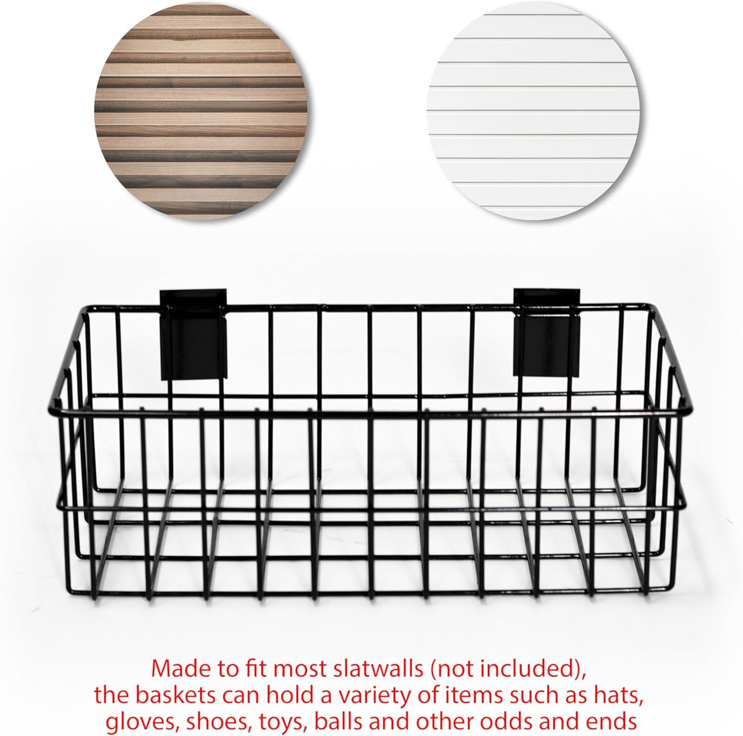 Slat Wall Baskets, Slat Wall Accessories, Metal Wire Hanging Baskets, Slat Wall Organizer (Set of 4)