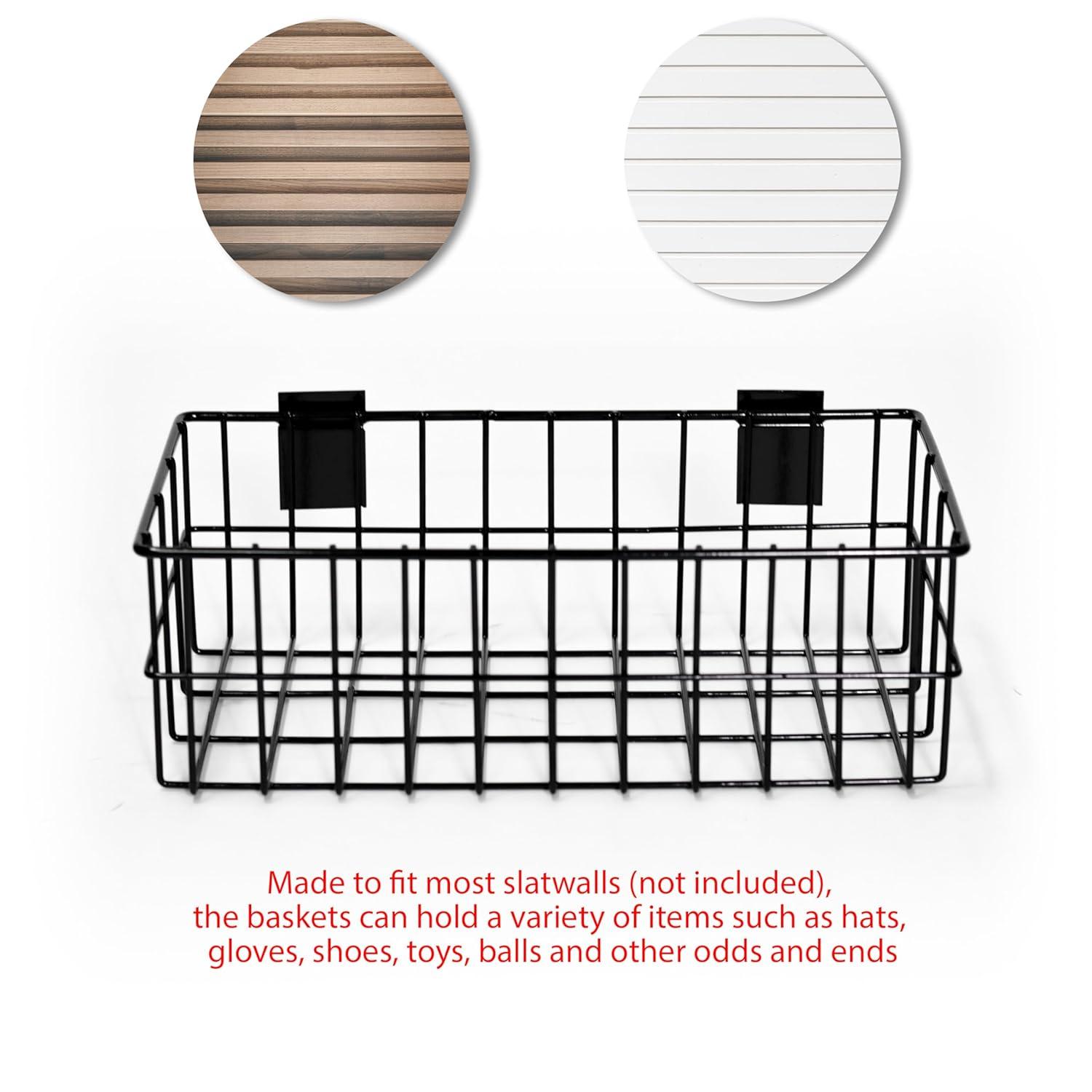 Slat Wall Baskets, Slat Wall Accessories, Metal Wire Hanging Baskets, Slat Wall Organizer (Set of 4)