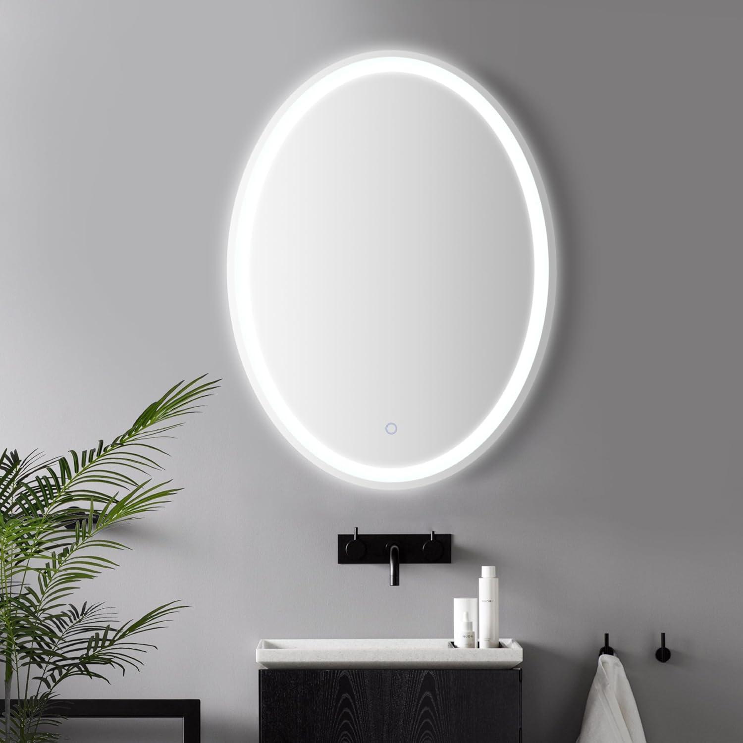 Dane Small Round Frameless Antifog Front/Back-Lit Tri-Color Wall Bathroom Vanity Mirror with Smart Touch - JONATHAN Y