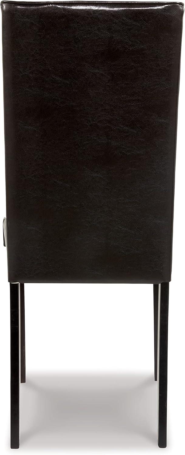 High Back Dark Brown Faux Leather Parsons Side Chair