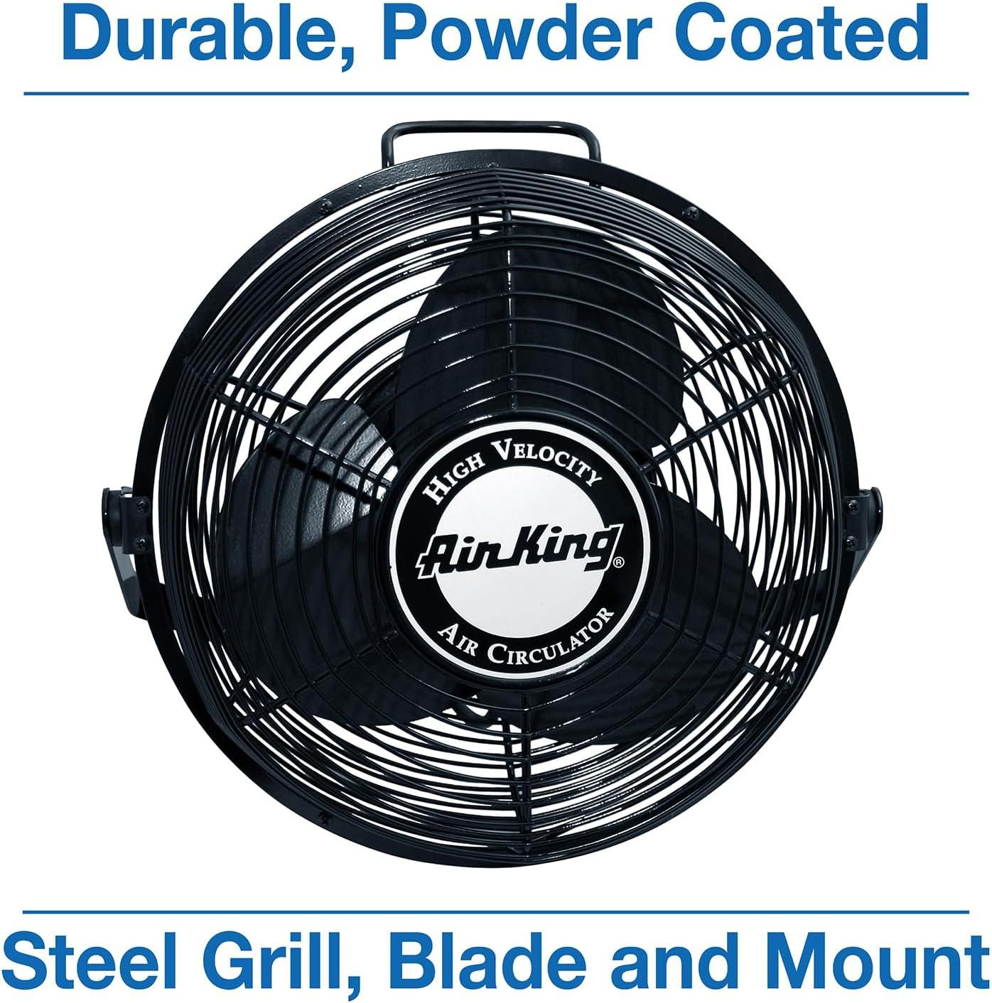 Air King 9312 Powder-Coated Steel Multi-Mount Wall Fan, Black