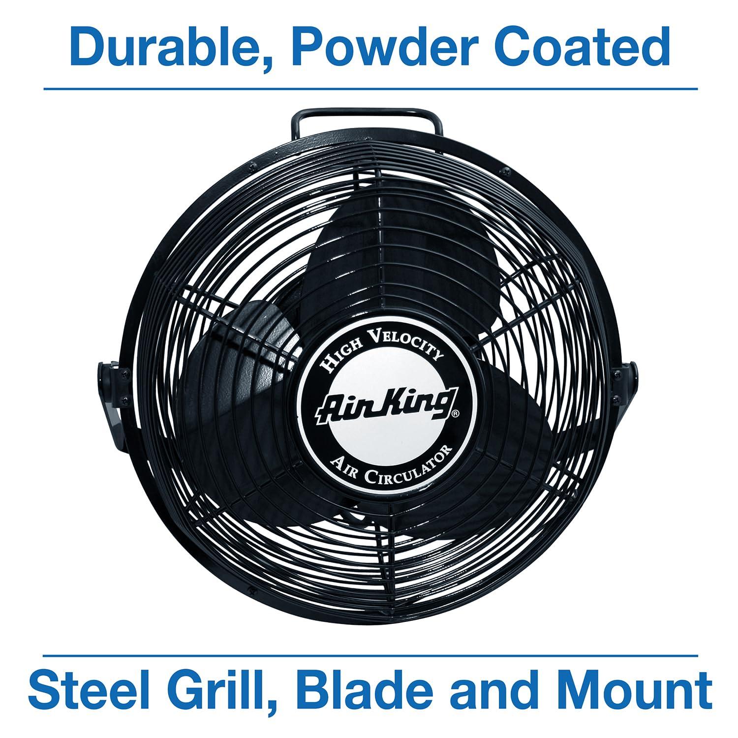 Air King 9312 Powder-Coated Steel Multi-Mount Wall Fan, Black