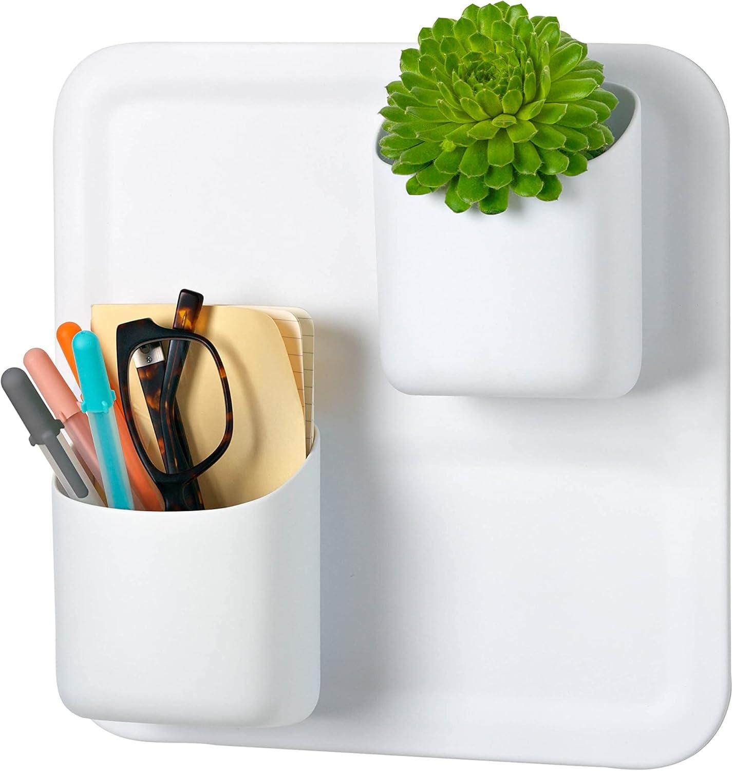 White Plastic Magnetic Wall Organizer with Containers