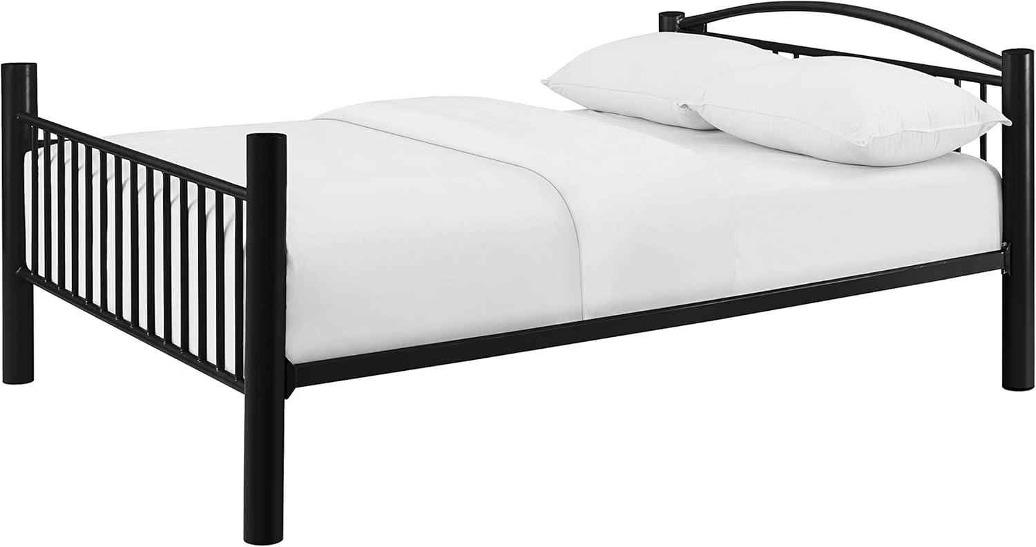 Sleek Black Metal Full Over Full Bunk Bed with Easy-Access Ladder