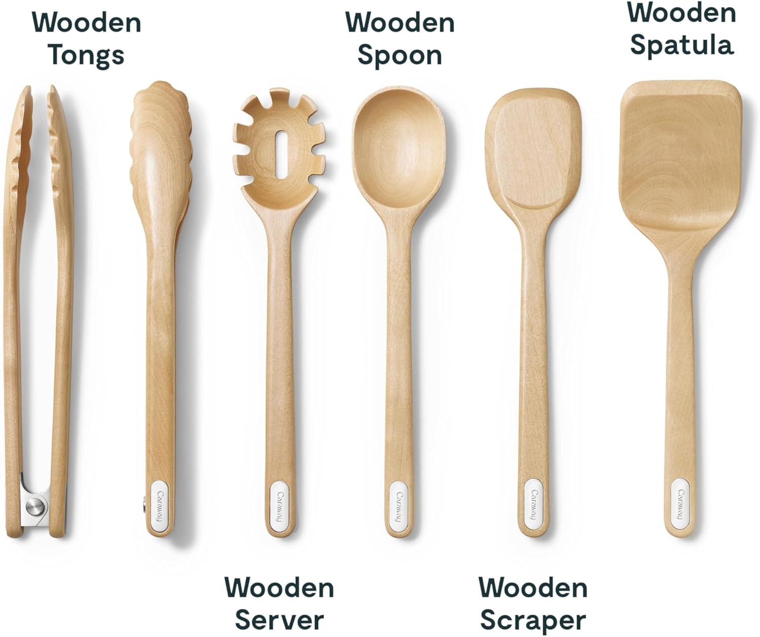 Caraway Birch Wood Utensils, Set of 5