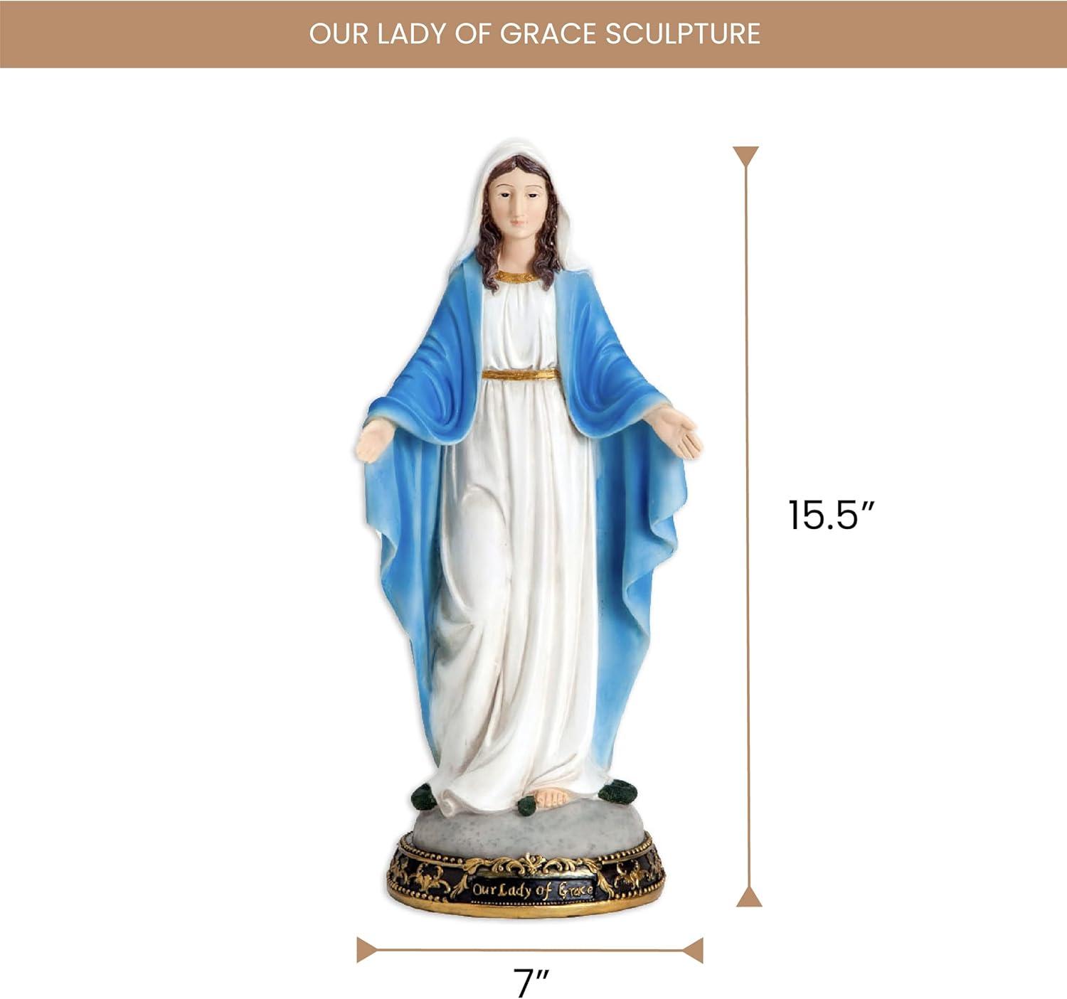 Our Lady of Grace Blue and White Polyresin Statue