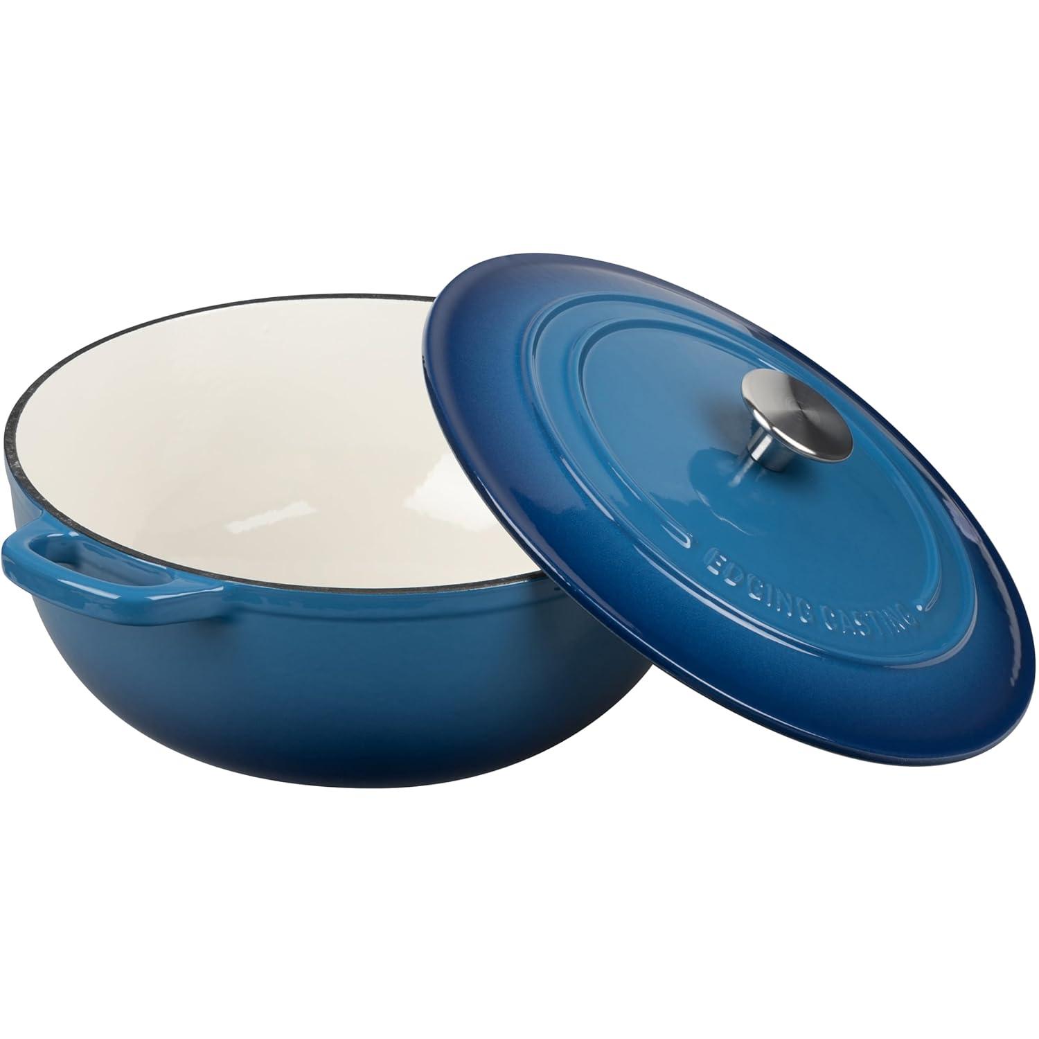 Enameled Cast Iron Dutch Oven Pot with Lid for Sourdough Bread Baking, Bread Dutch Ovens, Cooking Pots, 5 Quart, Slateblue