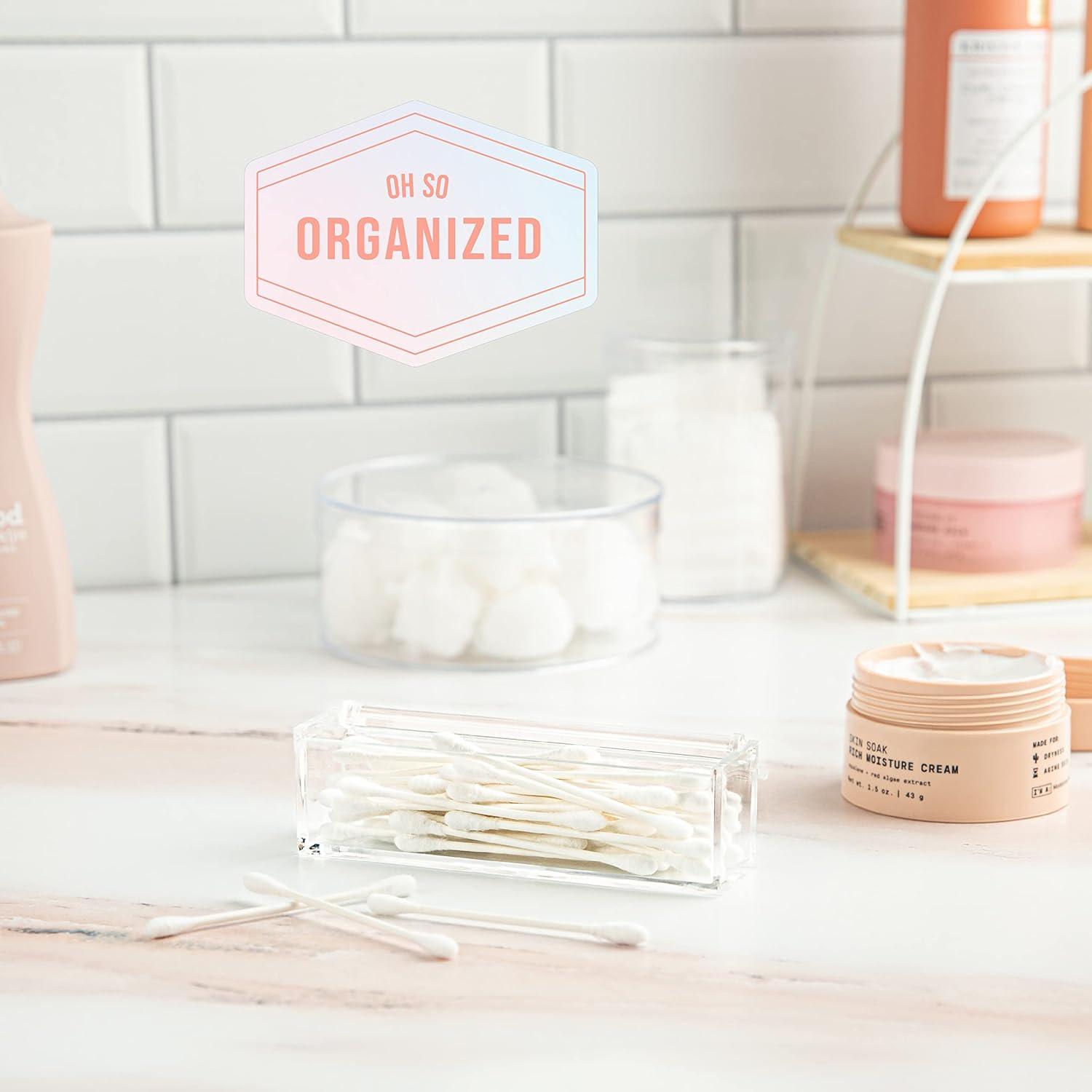 Hammont Clear Acrylic Box with Hinged Lid – Small Plastic Organizer for Office, Desk, Makeup, Crafts, Cotton Balls, Jewelry & More | 5"x1"x1.5" (6 Pack)