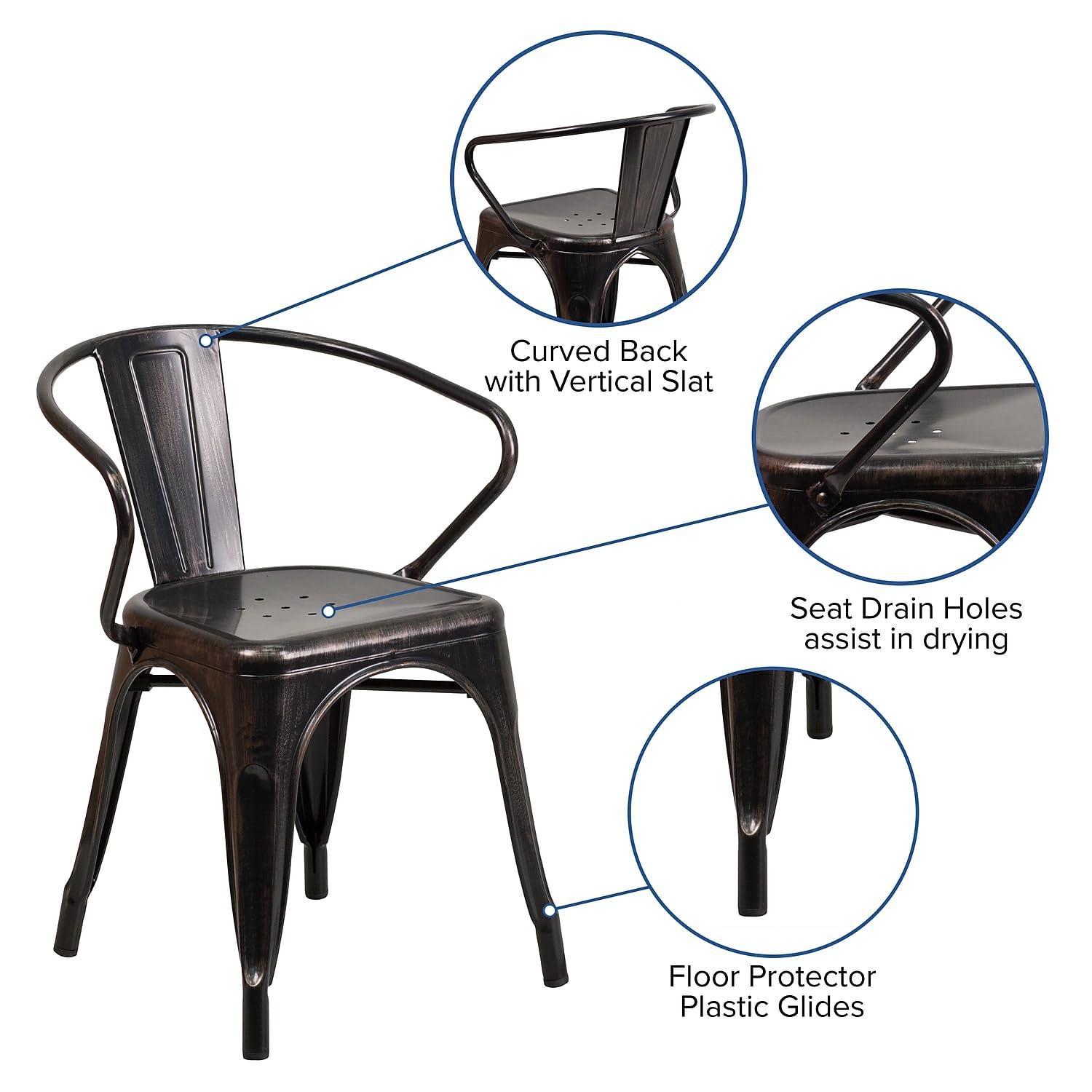 Flash Furniture Hucheson Metal Indoor-Outdoor Chair with Arms