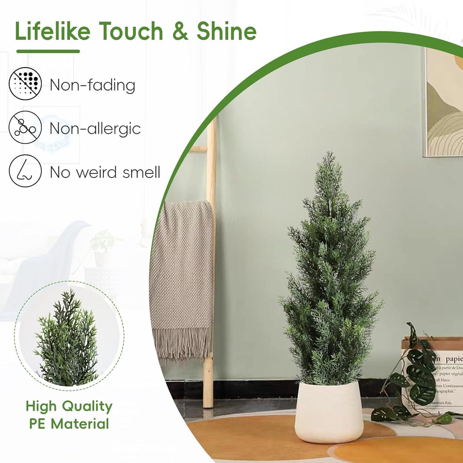 DR.Plazen 2 Pack 33 Leaves  Lifelike Artificial Boston Fern Plants, Premium Faux Greenery for Home Office Porch Decor, Hanging or Pot Display, Indoor/Outdoor Use (Pot Not Included)​