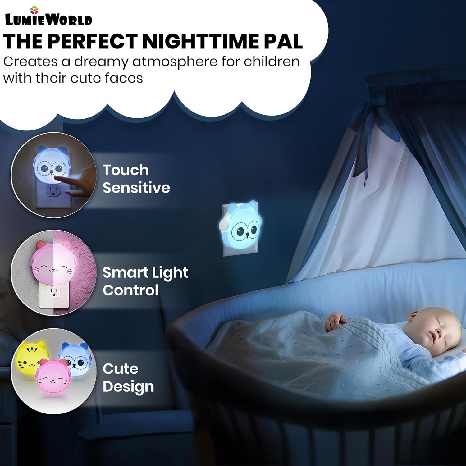 Colorful Animal LED Plug-In Nightlight Set for Kids