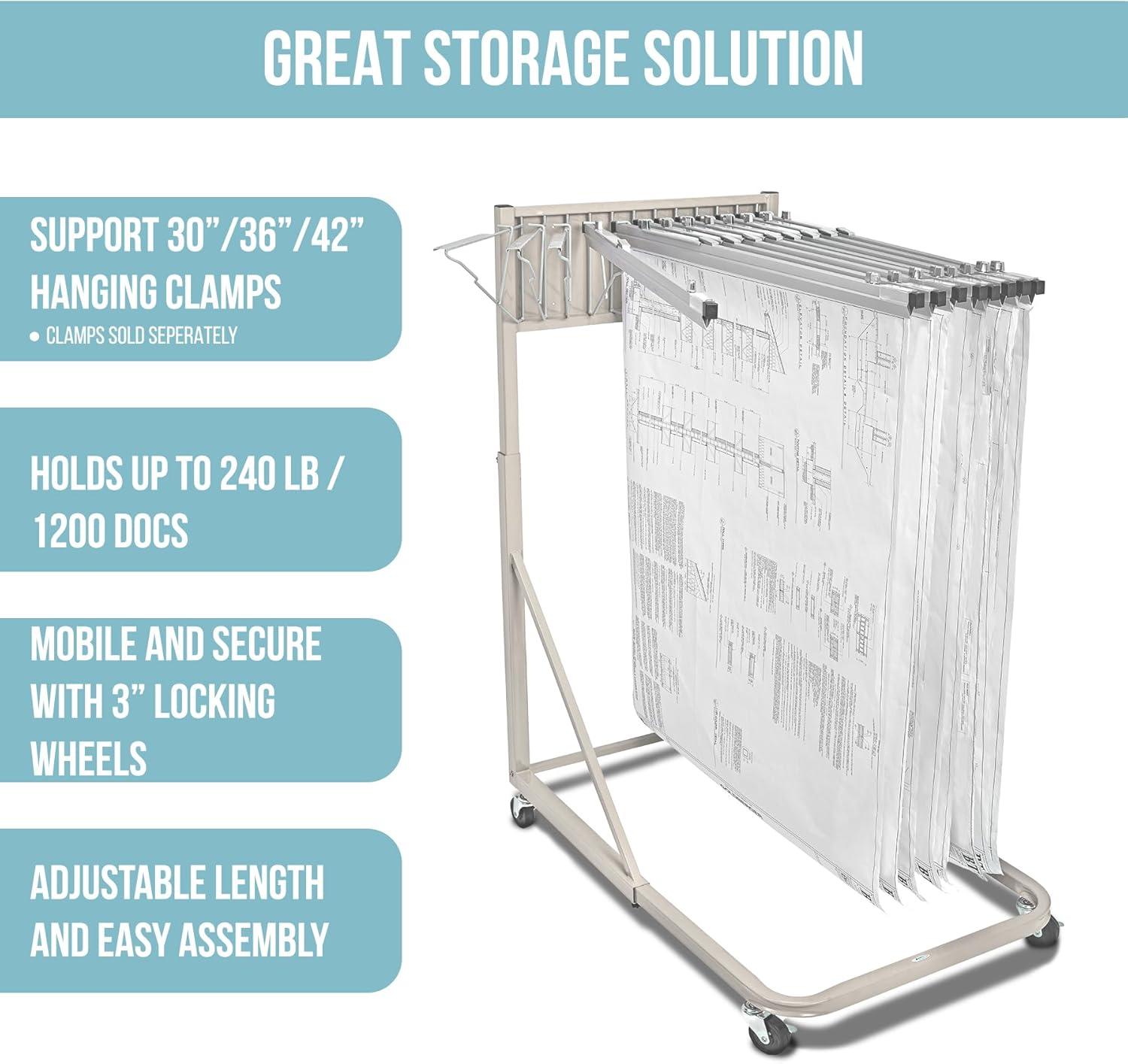 Adjustable Mobile Steel Blueprint and Poster Rack