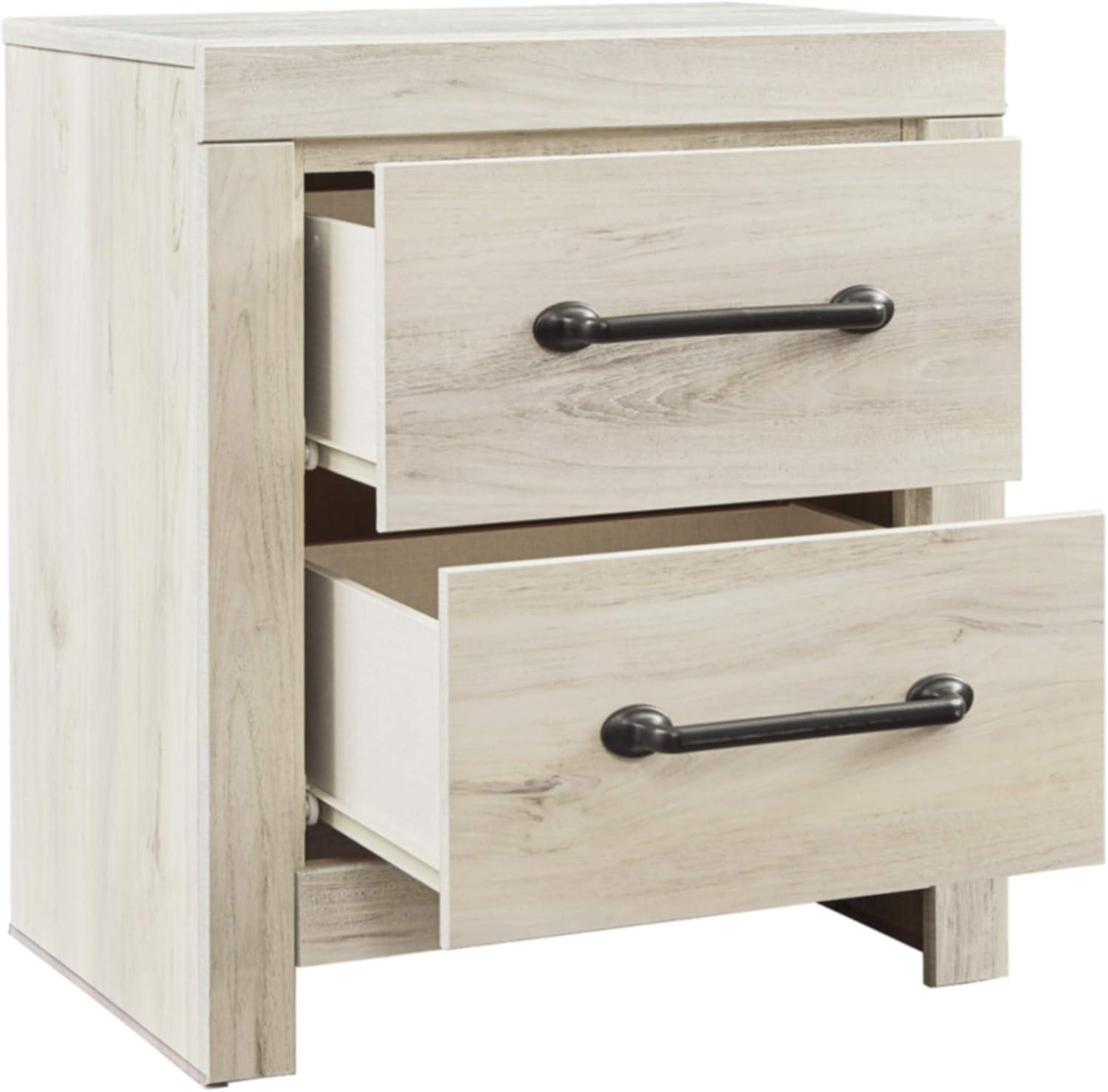 Cambeck Nightstand White - Signature Design by Ashley: Industrial Style Bedside Table with USB Ports & Storage