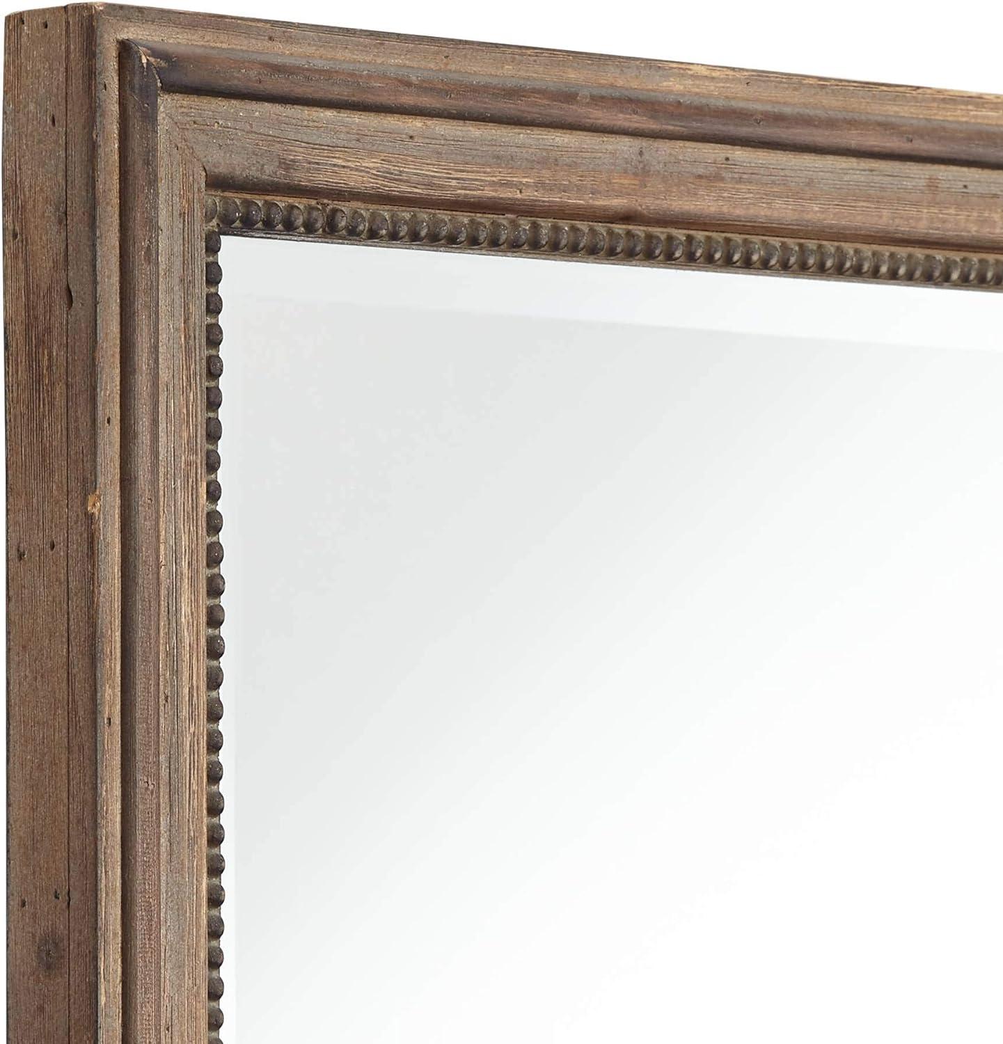 Rustic Farmhouse Beveled Rectangular Wood Wall Mirror