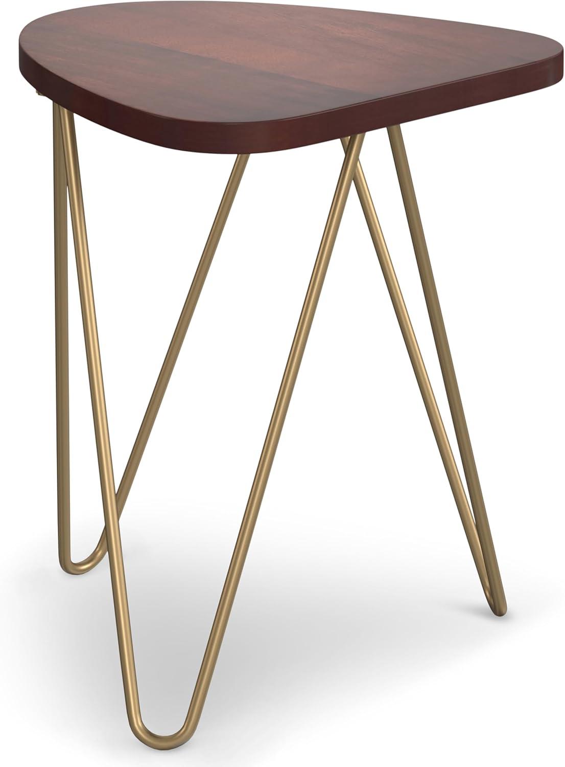 Simpli Home Patrice Solid Mango Wood Mid-Century Modern End Table with Unique Shaped Top and Hairpin Legs & Reviews | Wayfair