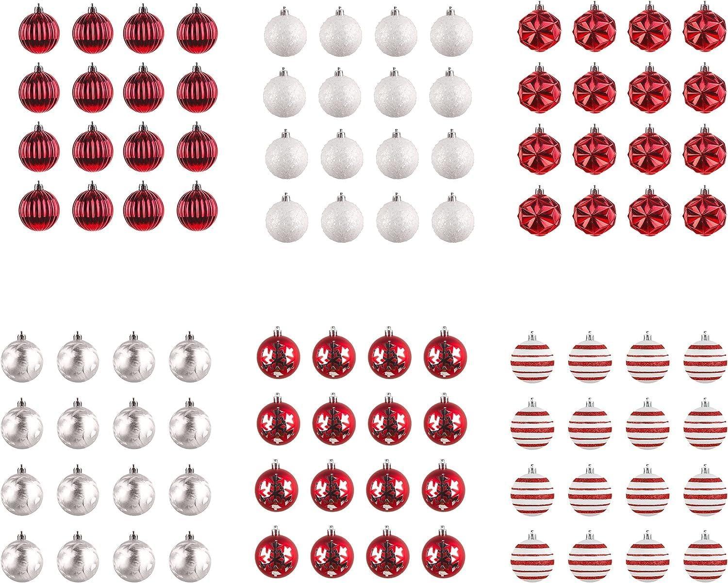 National Tree Company First Traditions Christmas Tree Ornaments, Red and White Ball Assortment, Set of 96