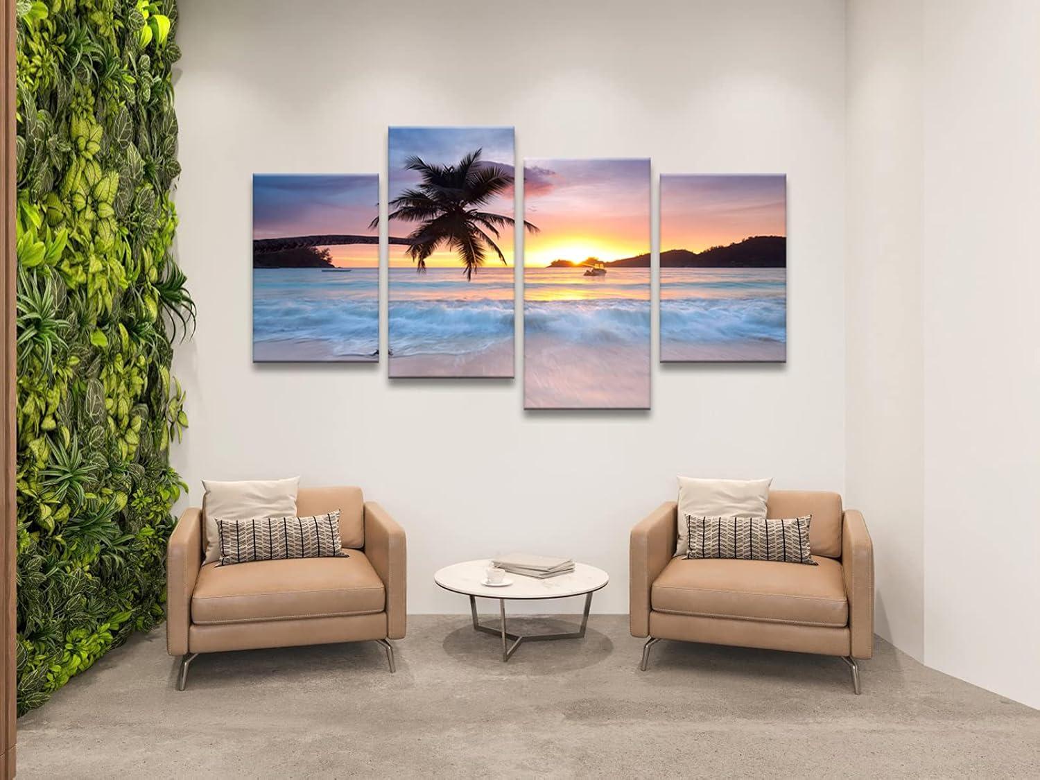 Sunrise Beach 4-Piece Seascape Canvas Wall Art Set