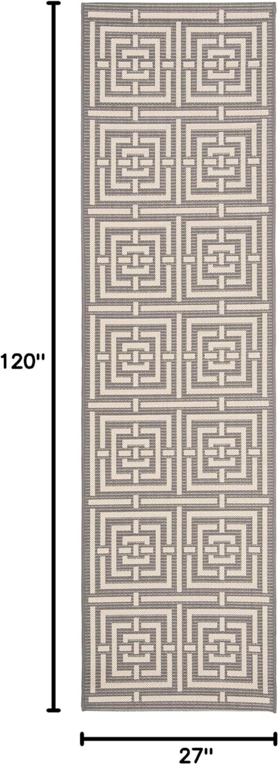 Gray Synthetic Stain-Resistant Outdoor Rug, 27" x 10"