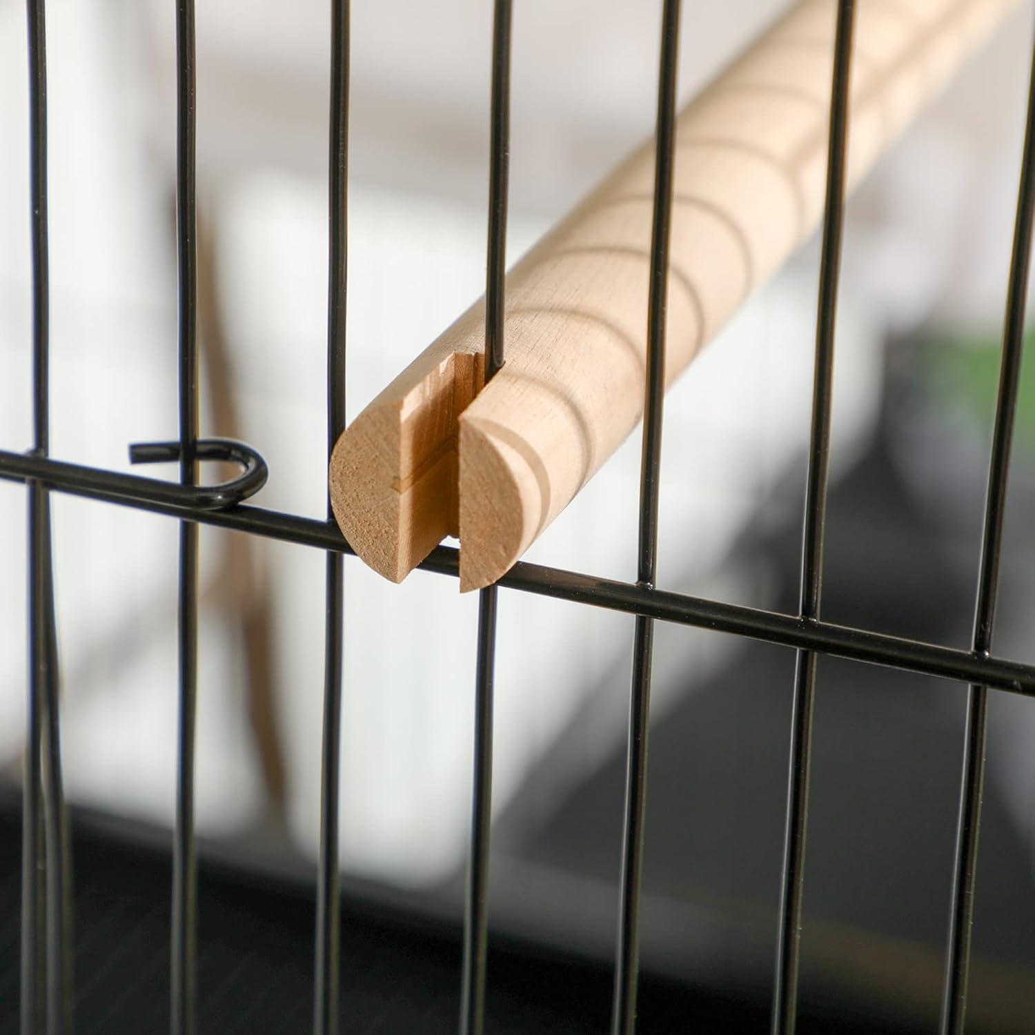 PawHut 55" 2 In 1 Bird Cage Aviary Parakeet House for finches, budgies with Wheels, Slide-out Trays, Wood Perch, Food Containers, Black