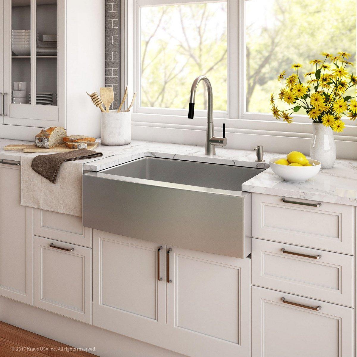 LUKX Farmhouse Single Bowl Stainless Steel Kitchen Sink HU3322S