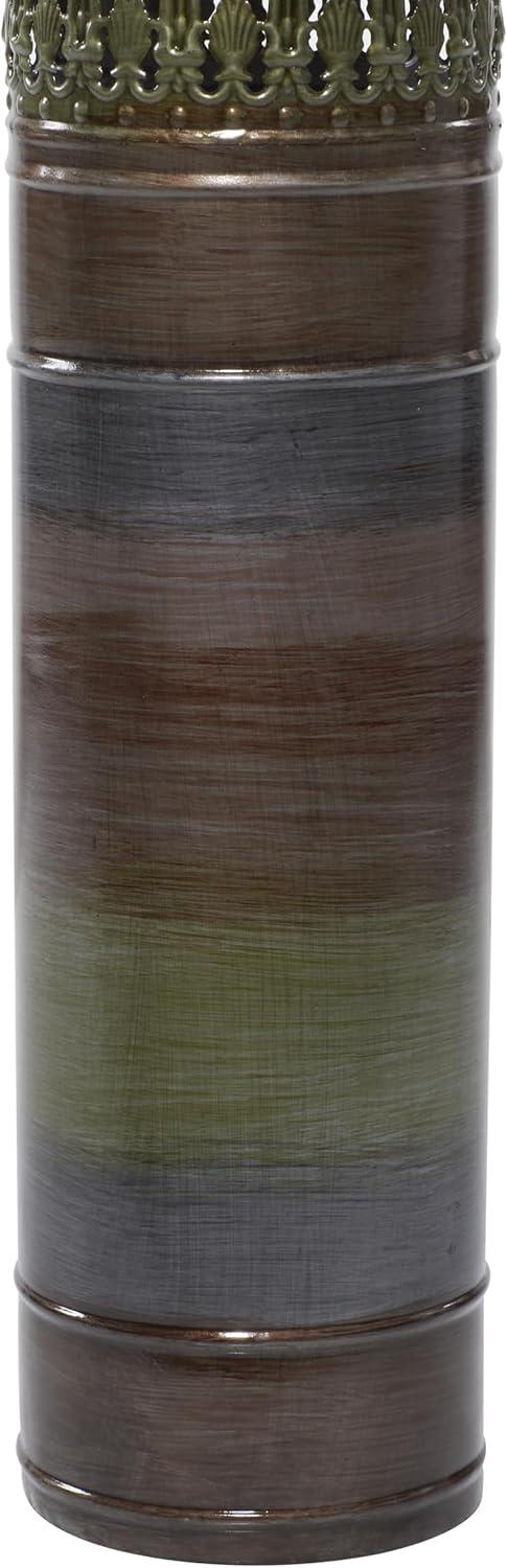 DecMode 34", 31", 28"H Tall Ombre Bronze Metal Vase with Laser Cut Antefix Design, Set of 3