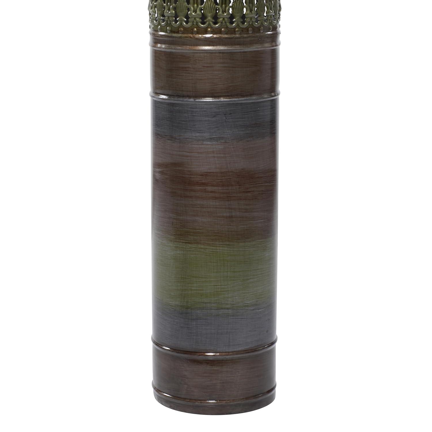 DecMode 34", 31", 28"H Tall Ombre Bronze Metal Vase with Laser Cut Antefix Design, Set of 3