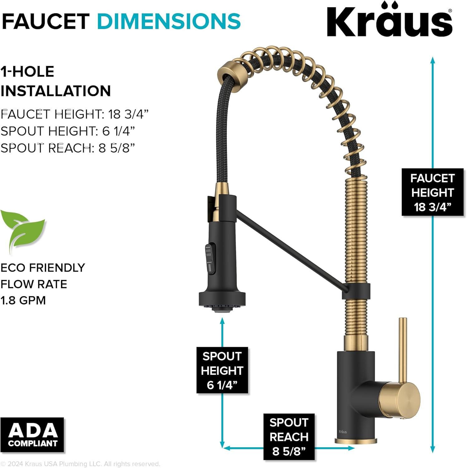 KRAUS Bolden Commercial Style 2-Function Single Handle Pull Down Kitchen Faucet