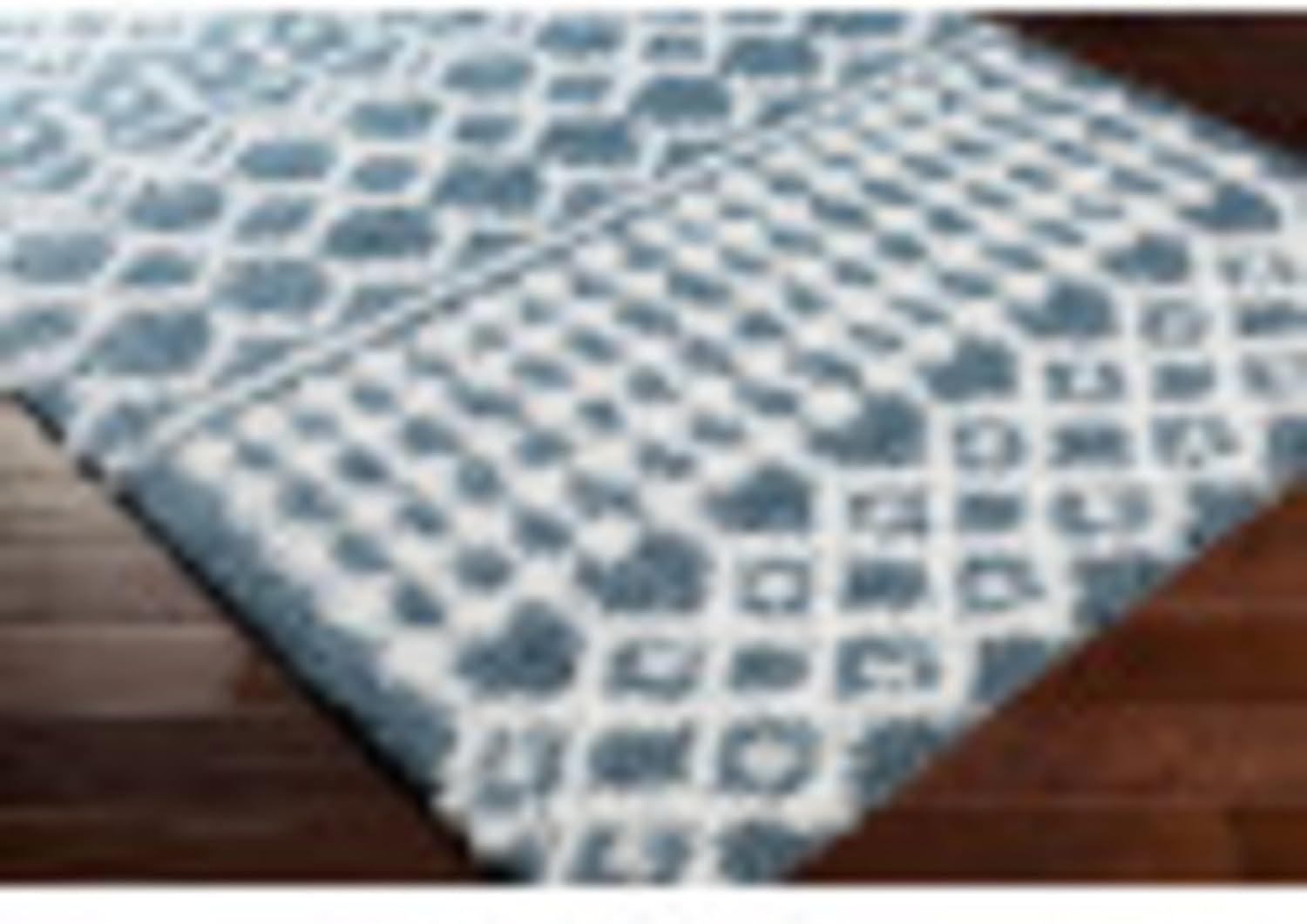 Blue Trellis Rectangular Stain-Resistant Shag Rug, 2' x 2'11"