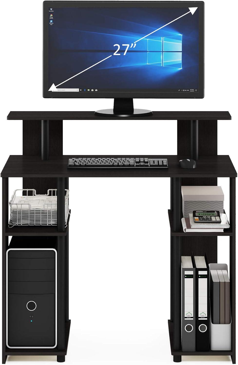 Furinno Simple Design Computer Desk Home Office Workstation Study Writing Desk Open Bookcsae with CPU Stand,Walnut