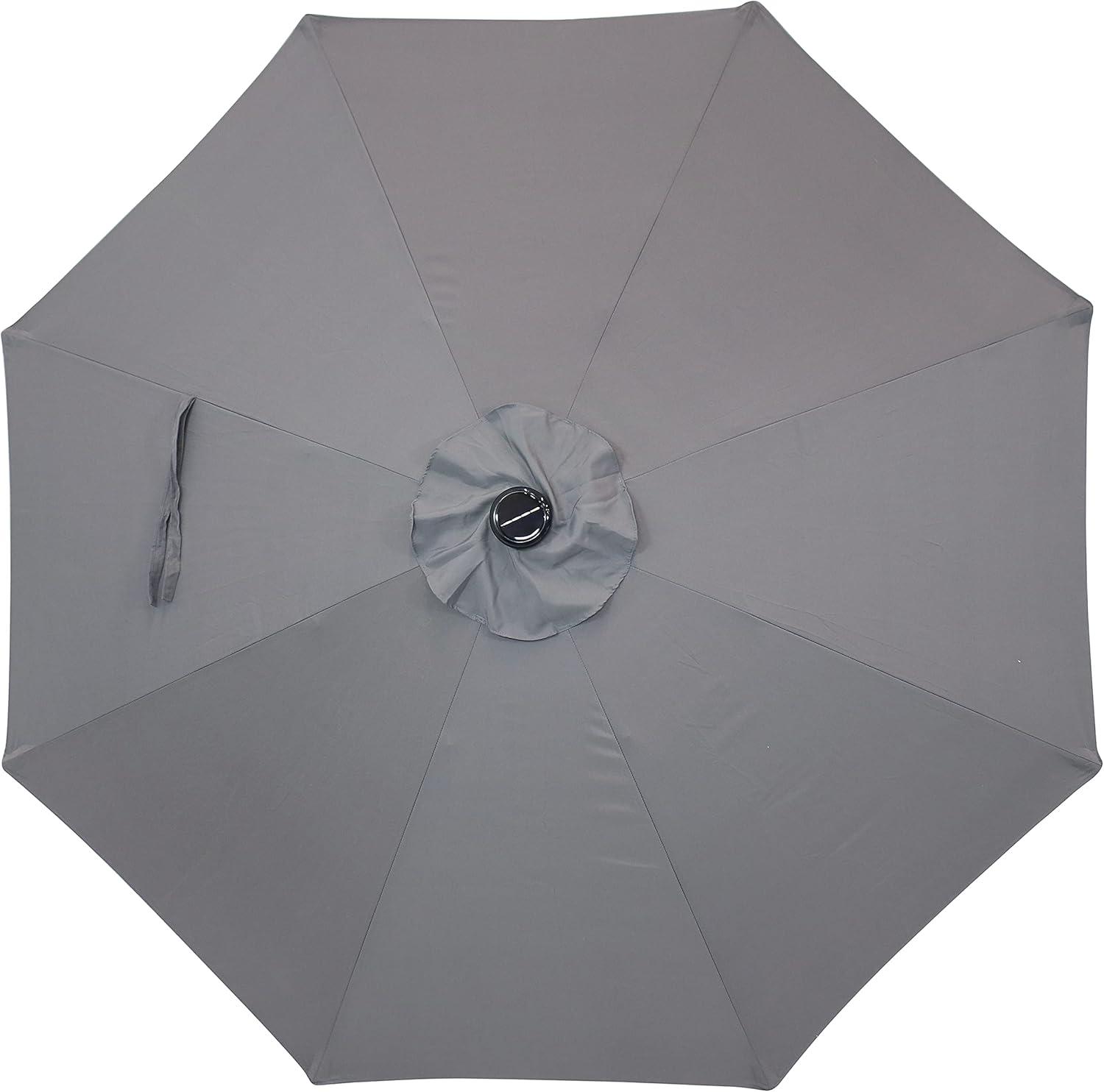 Sunnydaze Outdoor Steel Cantilever Offset Patio Umbrella with Solar LED Lights, Crank, and Push Button Tilt - 9' - Gray