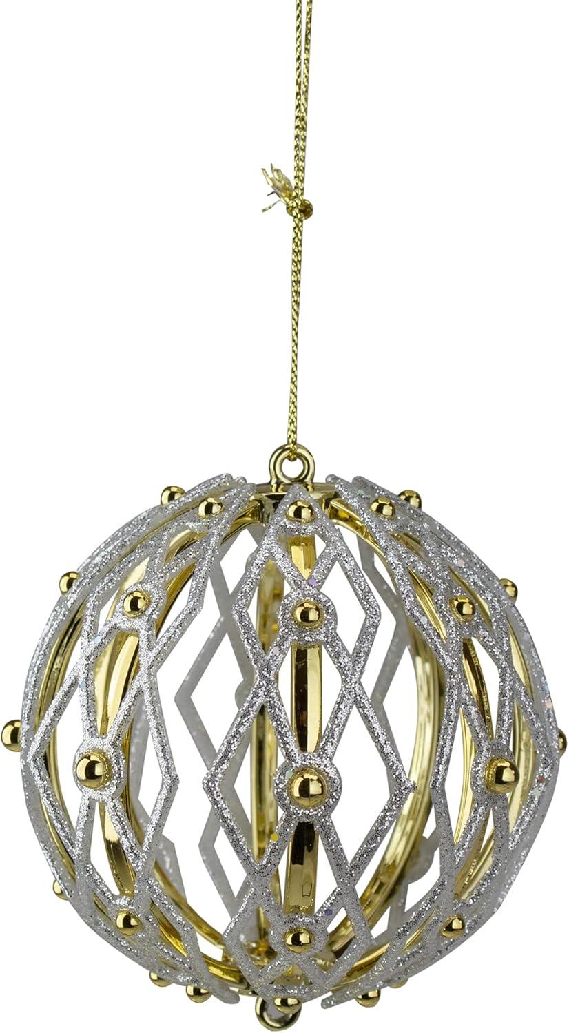 Shiny Gold and Silver Plastic Ornament Set