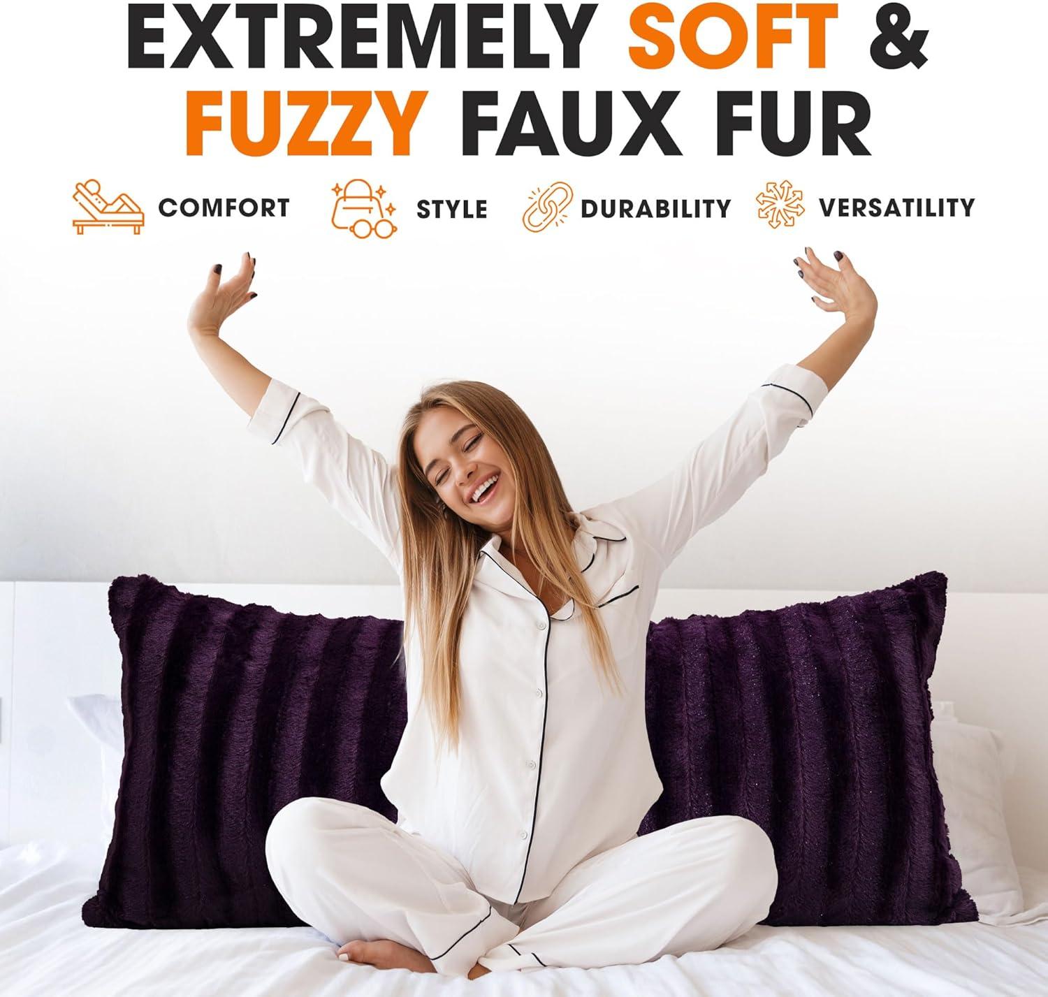 Cheer Collection Faux Fur Throw Pillow