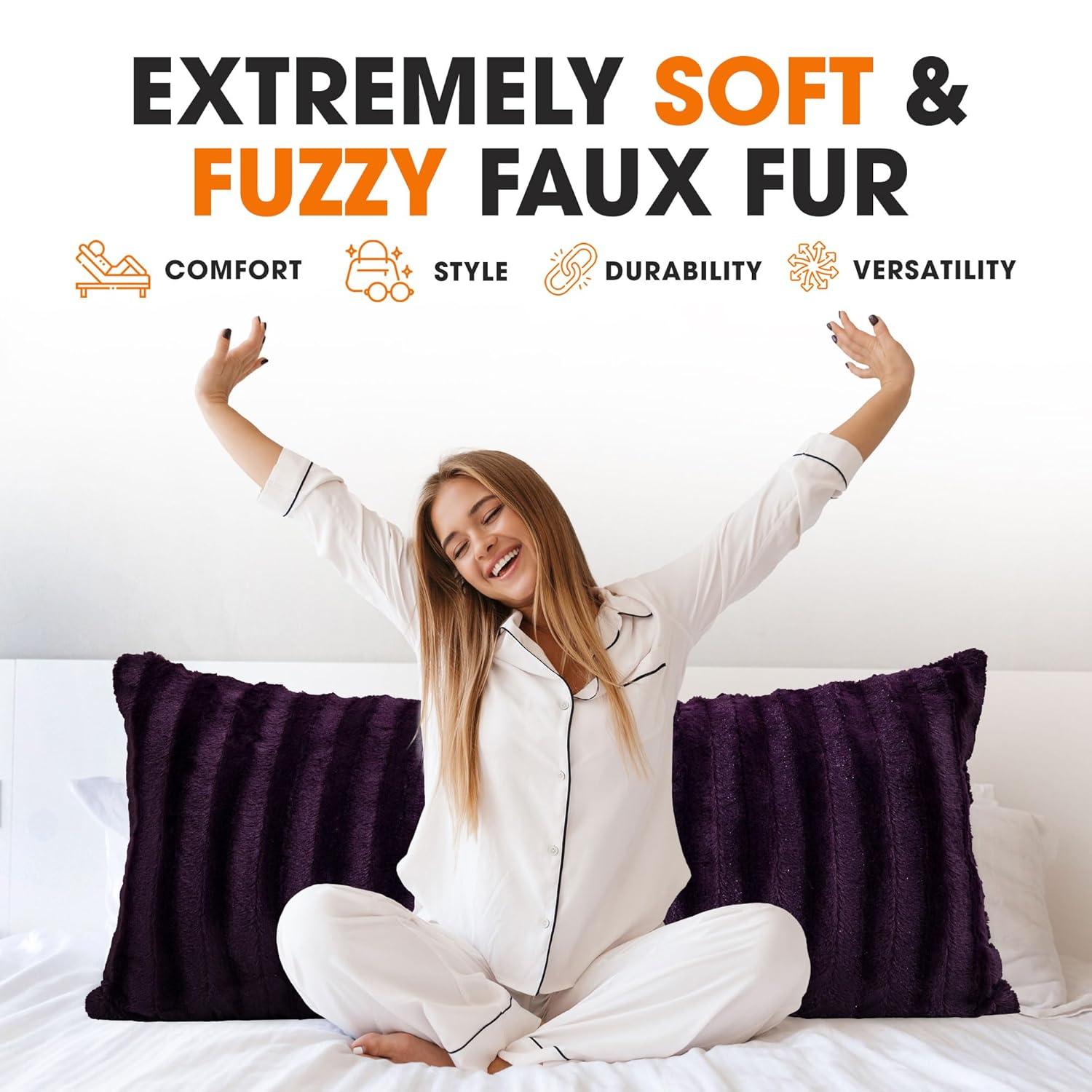Cheer Collection Faux Fur Throw Pillow