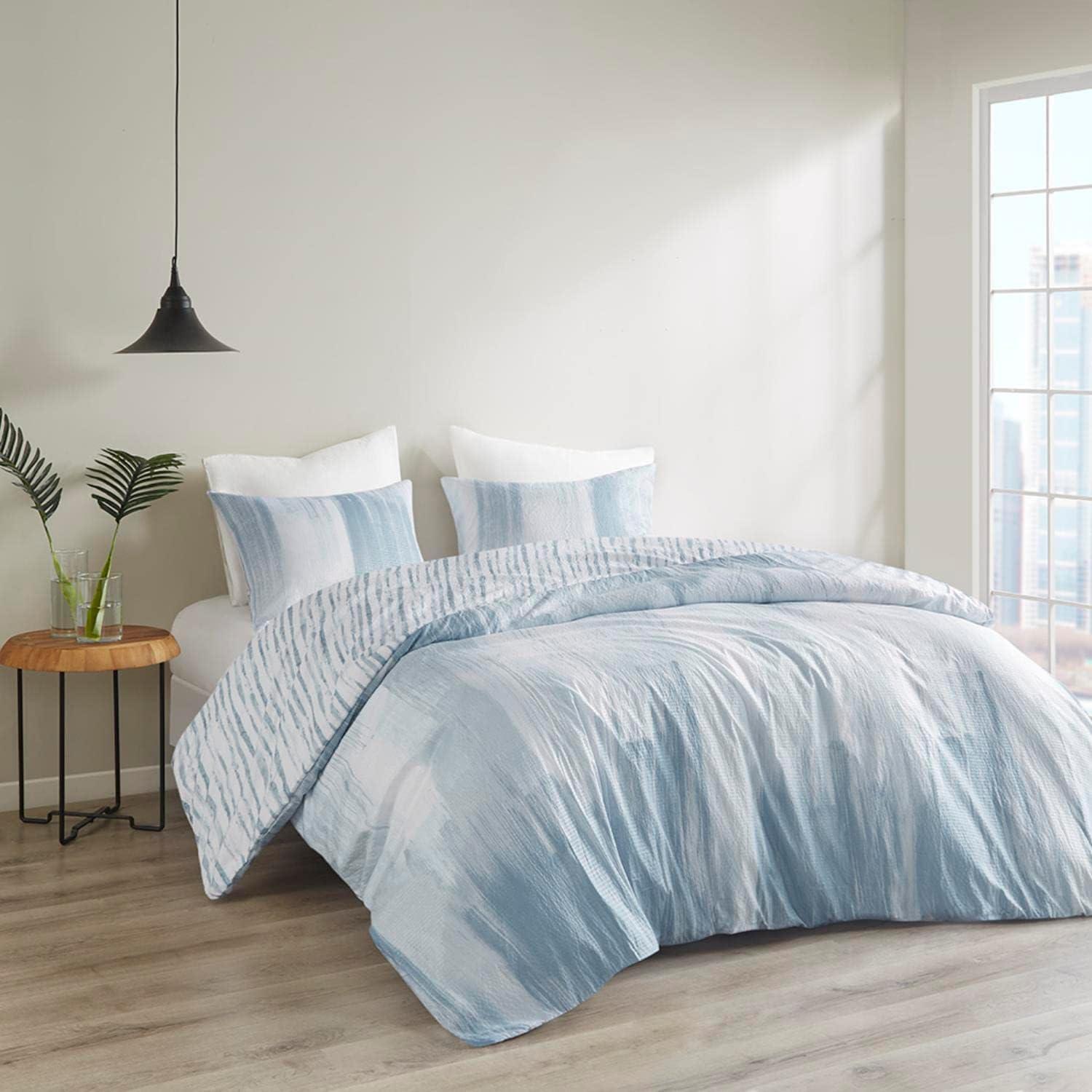 N Natori Brush Stroke Oversized Reversible Seersucker Duvet Cover Mini Set