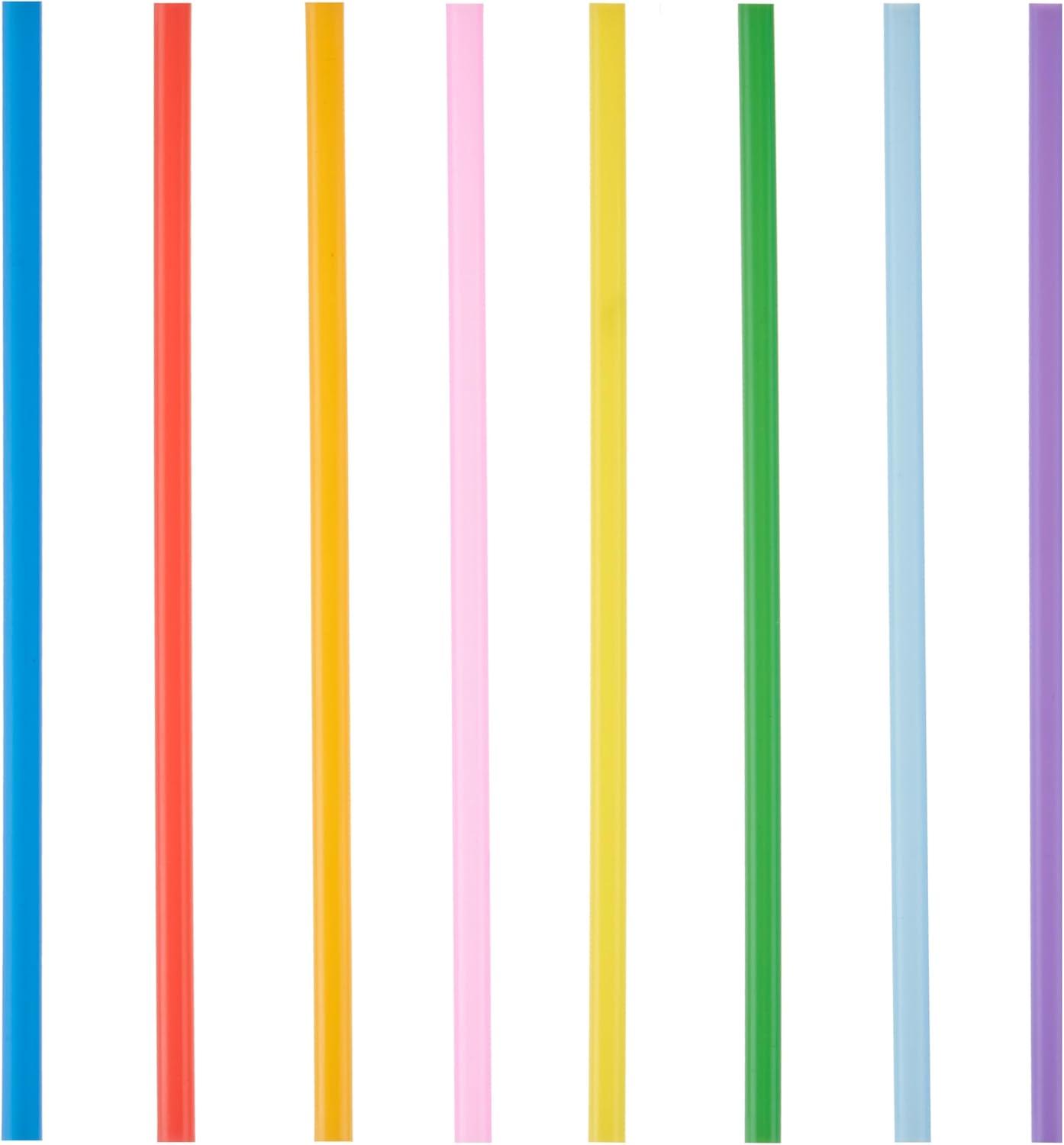 True Colorful Straws, Long Disposable Straws for Cocktails, Smoothies, Iced Coffee, Disposable Party Supplies, Assorted Colors, Set of 100