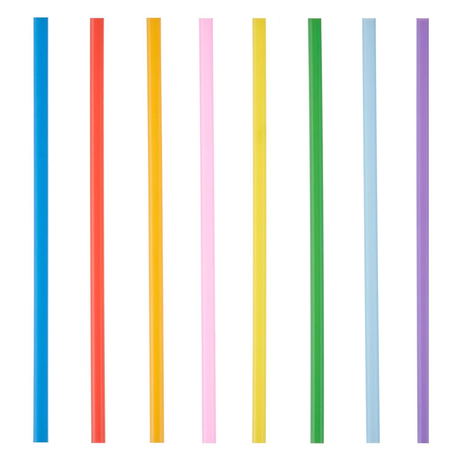 True Colorful Straws, Long Disposable Straws for Cocktails, Smoothies, Iced Coffee, Disposable Party Supplies, Assorted Colors, Set of 100