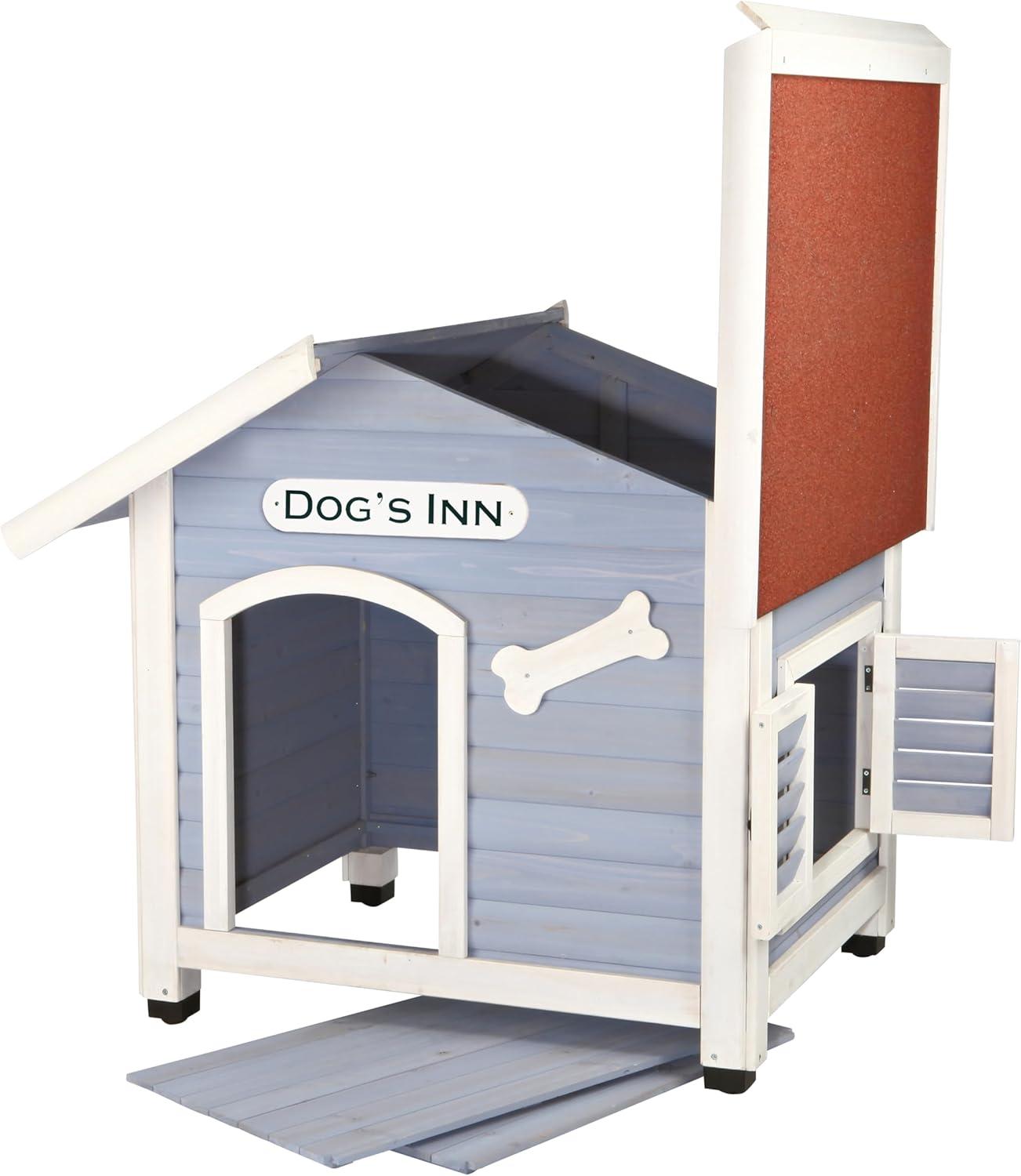 TRIXIE natura Dog's Inn Dog House, Hinged Roof, Adjustable Legs, Medium-Large