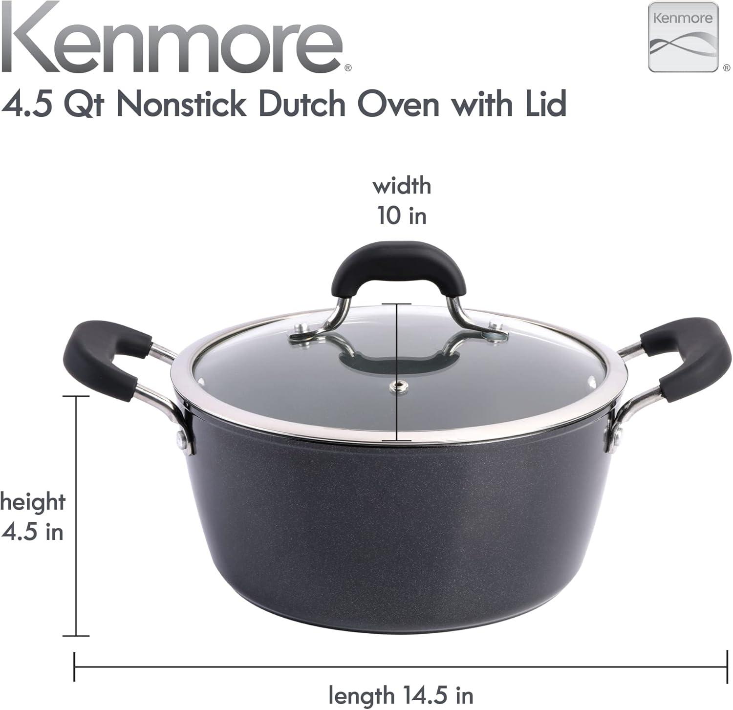 Kenmore Arlington 4.5 Quart Non-Stick Black Aluminum Dutch Oven