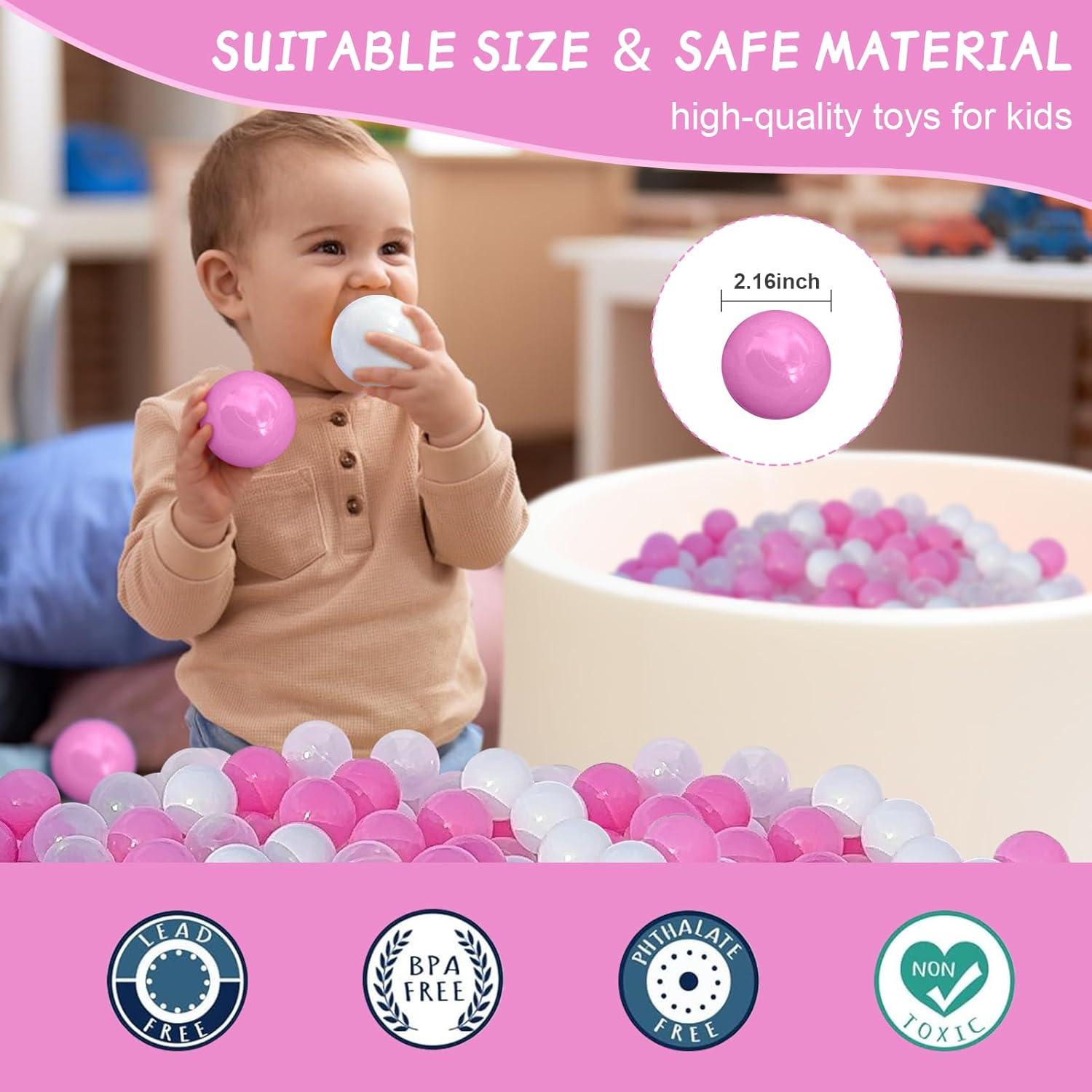 Anvazise 100Pcs Ball Pit Balls Thickened Eco-friendly Smooth Reusable Bite-resistant Hand-on Ability PE Material Macaron Color Pit Balls Kindergarten Toy