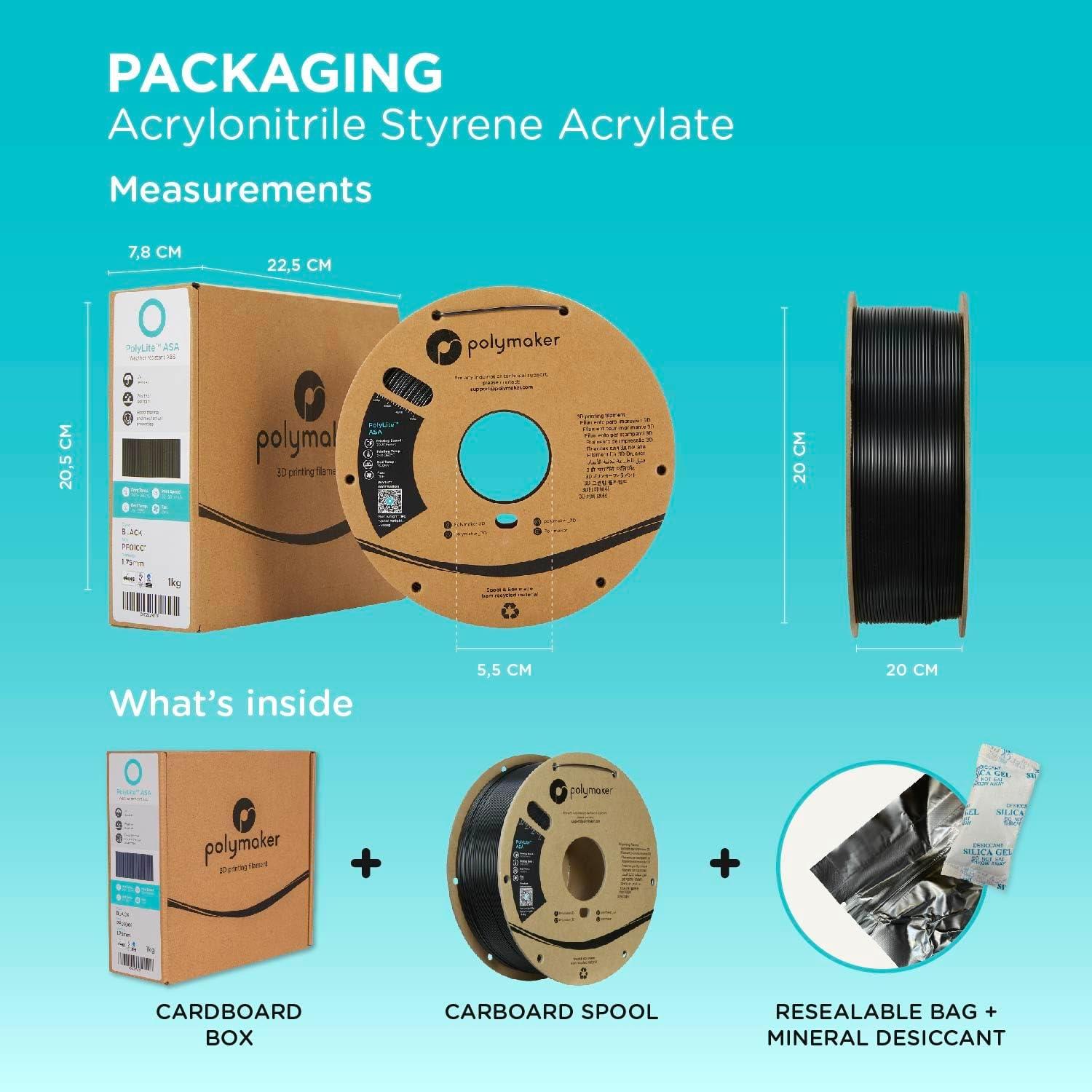 Polymaker ASA Filament 1.75mm Army Brown, 1kg ASA 3D Printing Filament, Heat & Weather Resistant - ASA 3D Printer Filament Perfect for Printing Outdoor Functional Parts