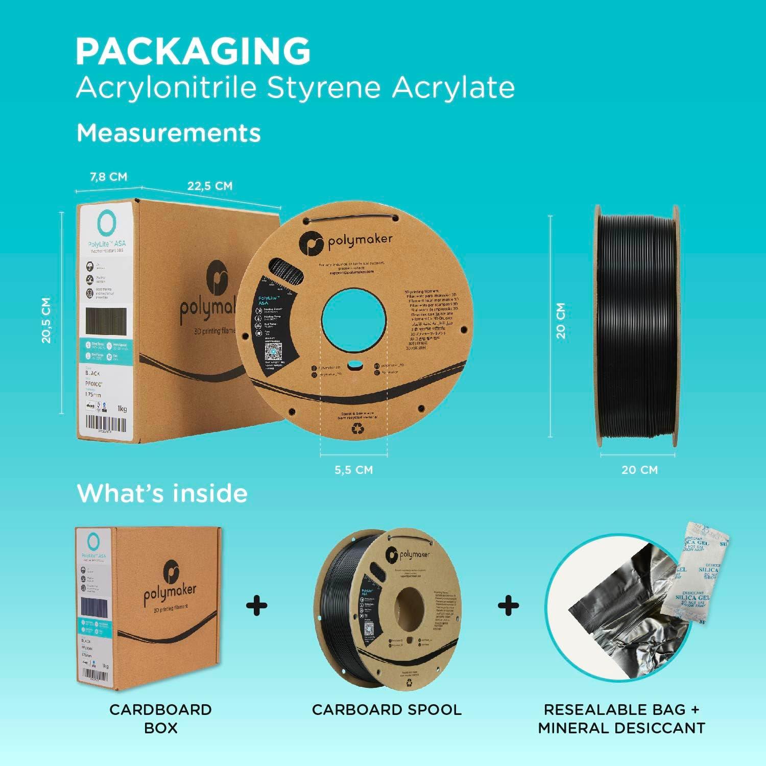 Polymaker ASA Filament 1.75mm Army Brown, 1kg ASA 3D Printing Filament, Heat & Weather Resistant - ASA 3D Printer Filament Perfect for Printing Outdoor Functional Parts