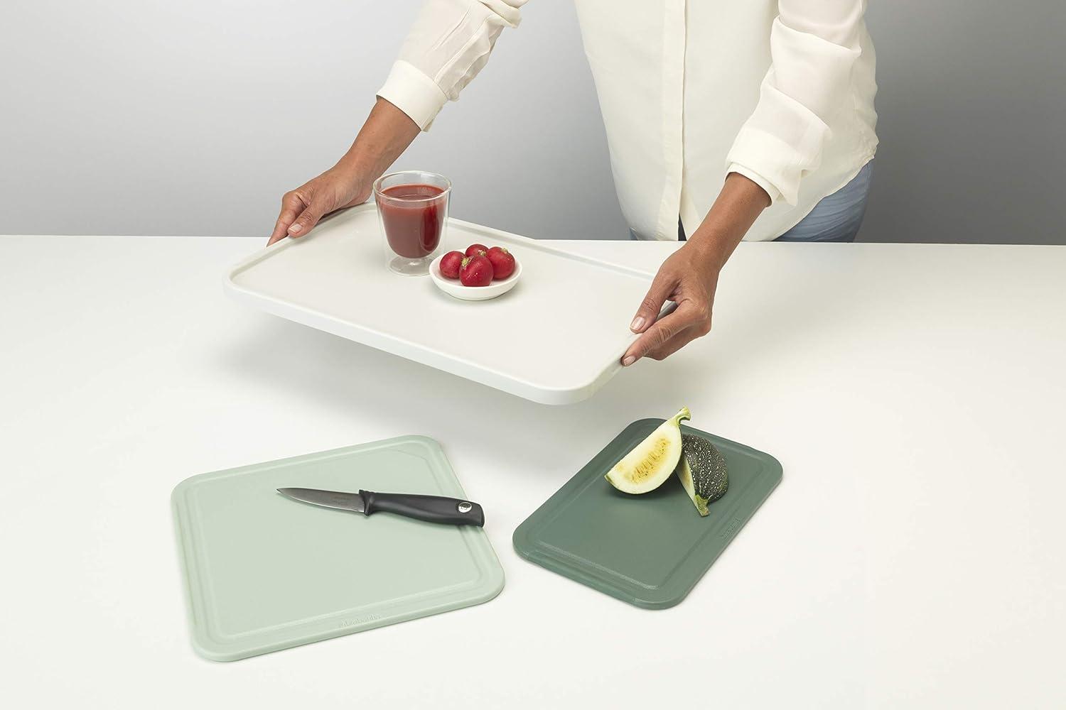 Green and Light Green Plastic Rectangular Cutting Board Set