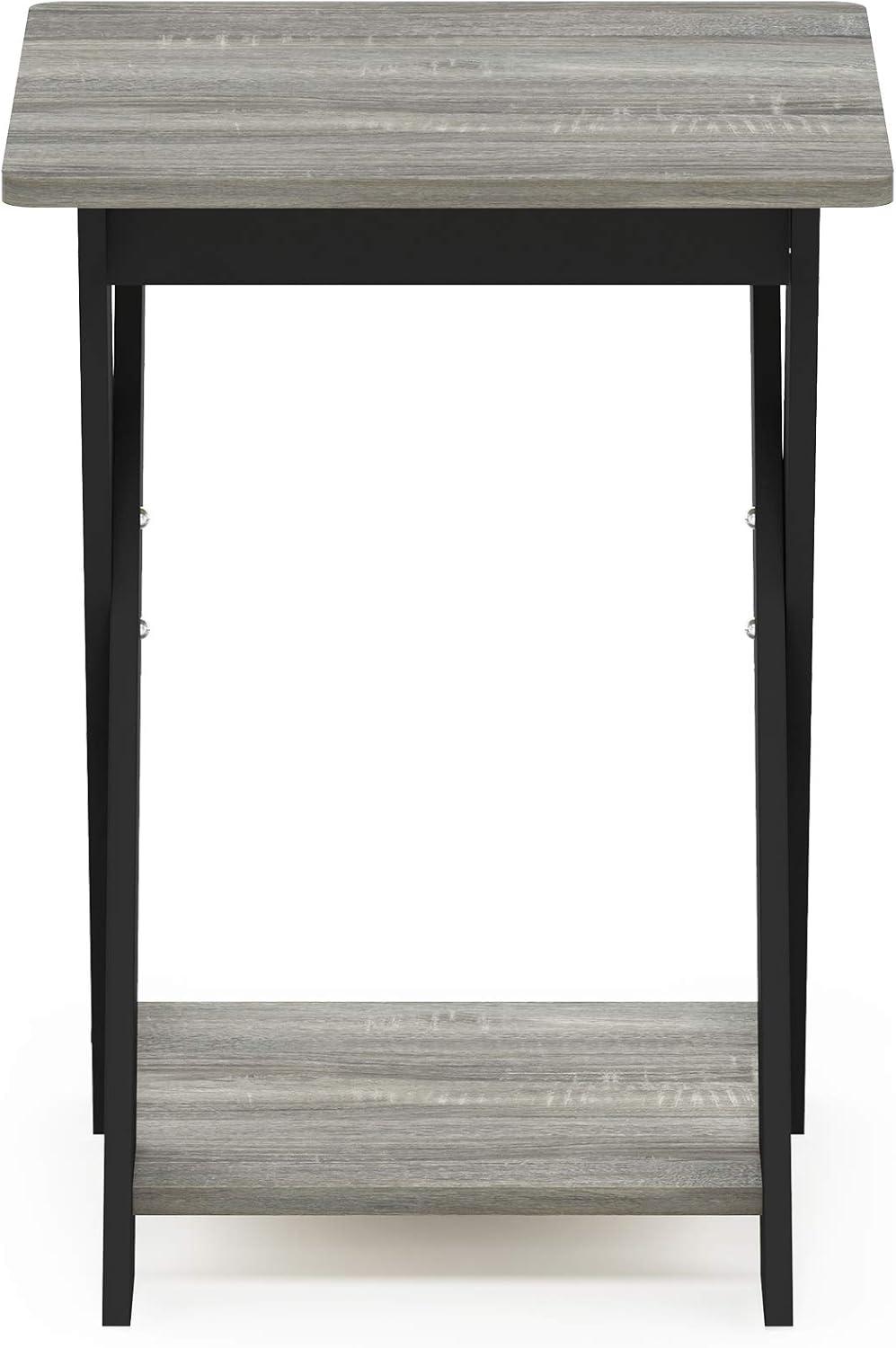 Modern Simplistic Criss-Crossed End Table, French Oak Grey & Black