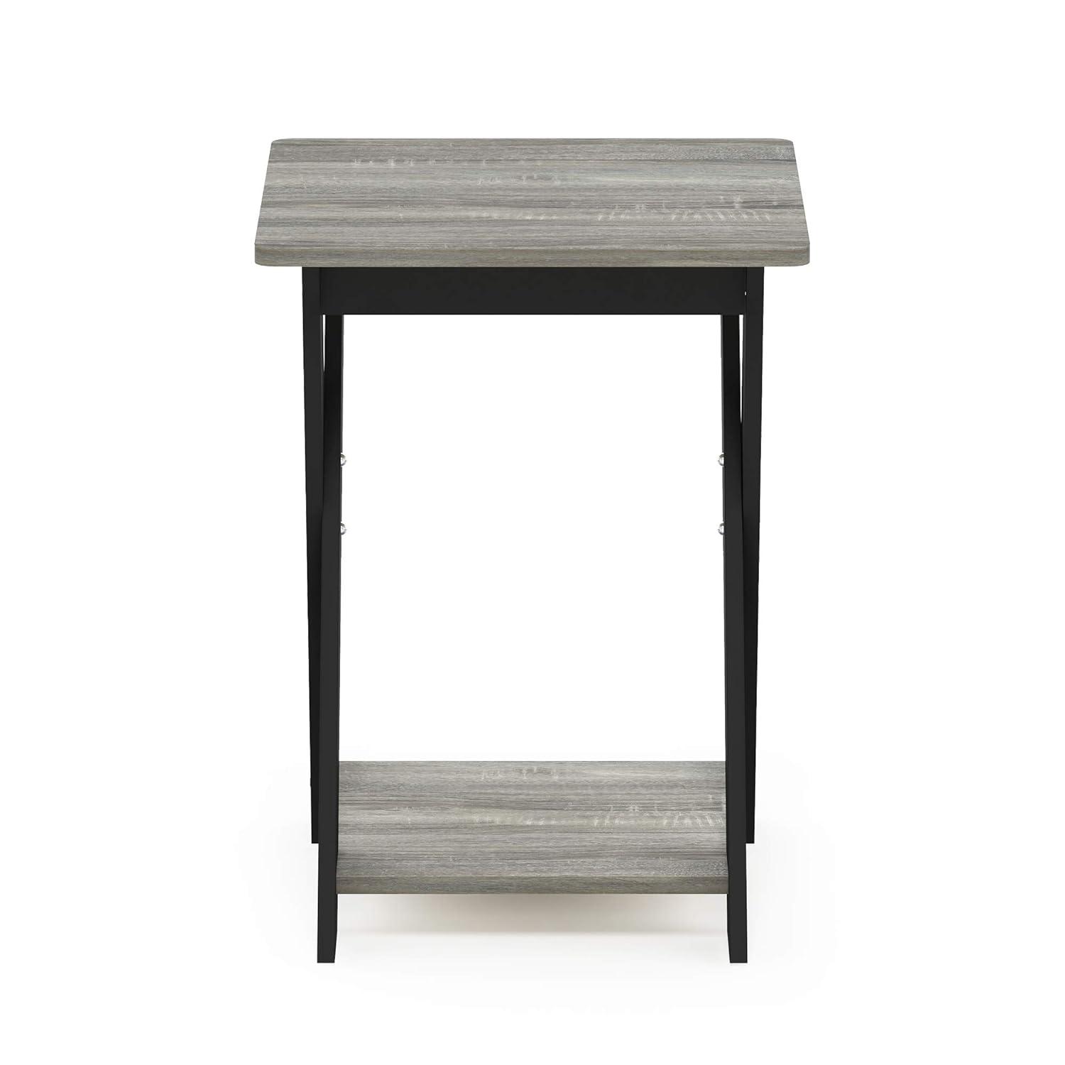 Modern Simplistic Criss-Crossed End Table, French Oak Grey & Black