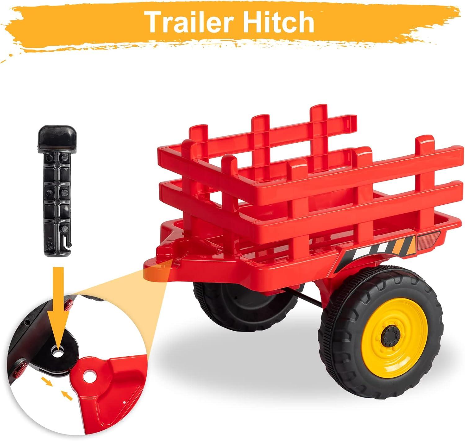 JOYMOR Ride on Tractor with Remote Control, 12V Electric Tractor with Trailer for Toddler, Battery Powered Ride on car Toy for Boys and Girls