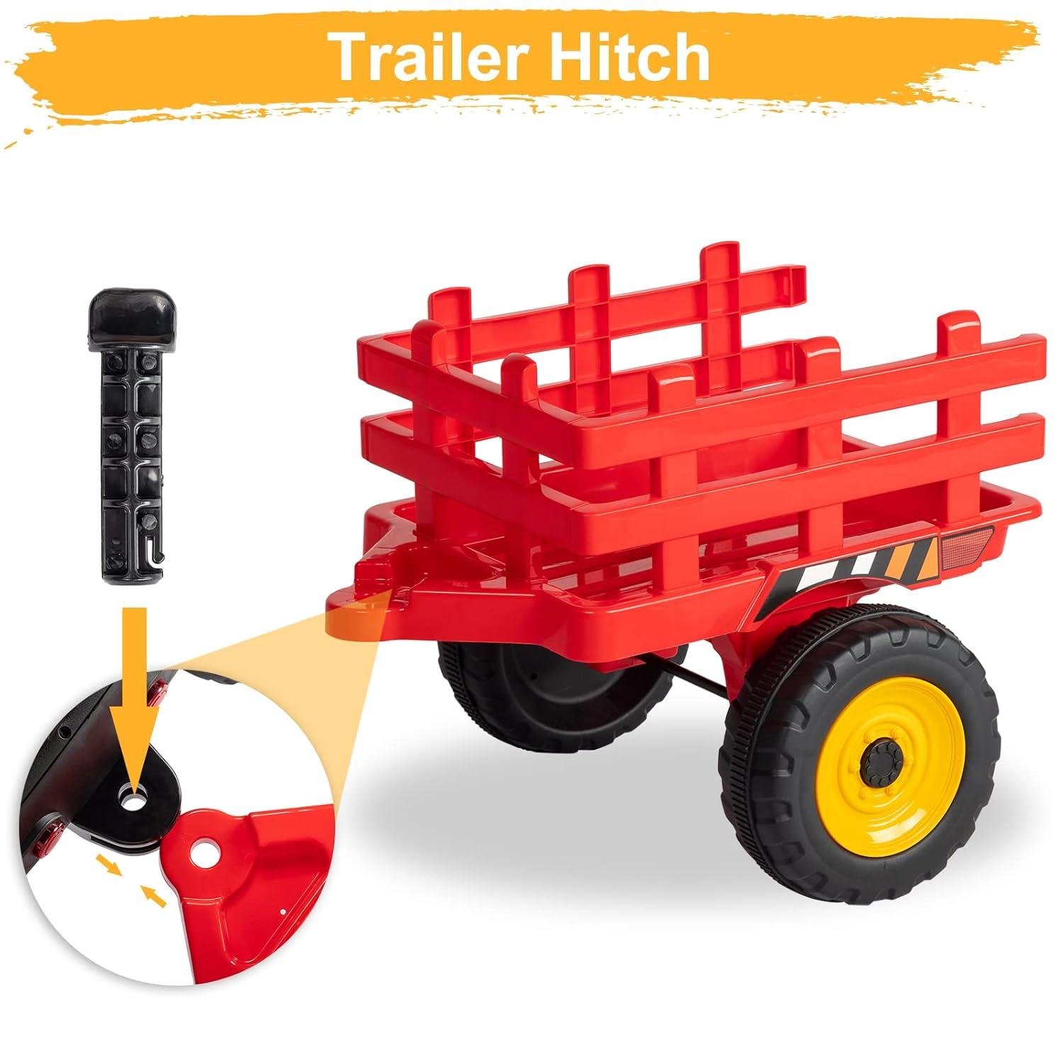 JOYMOR Ride on Tractor with Remote Control, 12V Electric Tractor with Trailer for Toddler, Battery Powered Ride on car Toy for Boys and Girls