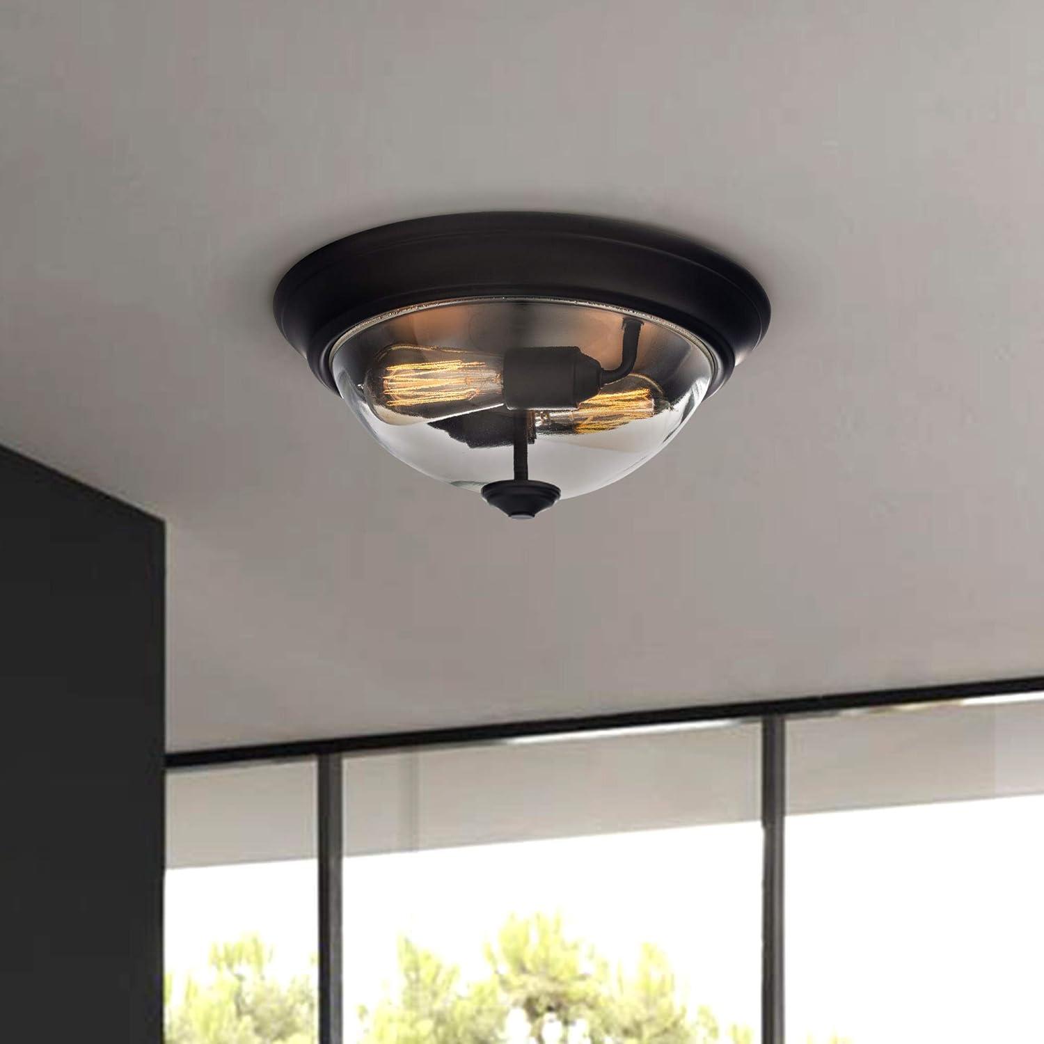 Prominence Home Designer 2 -Light 13.0-in Satin Bronze Flush Mount Light