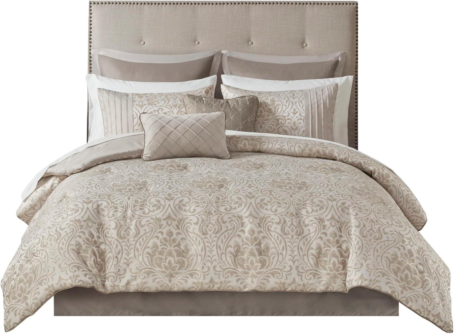 Madison Park Emilia 12 Piece Jacquard Comforter Set with Bed Sheets