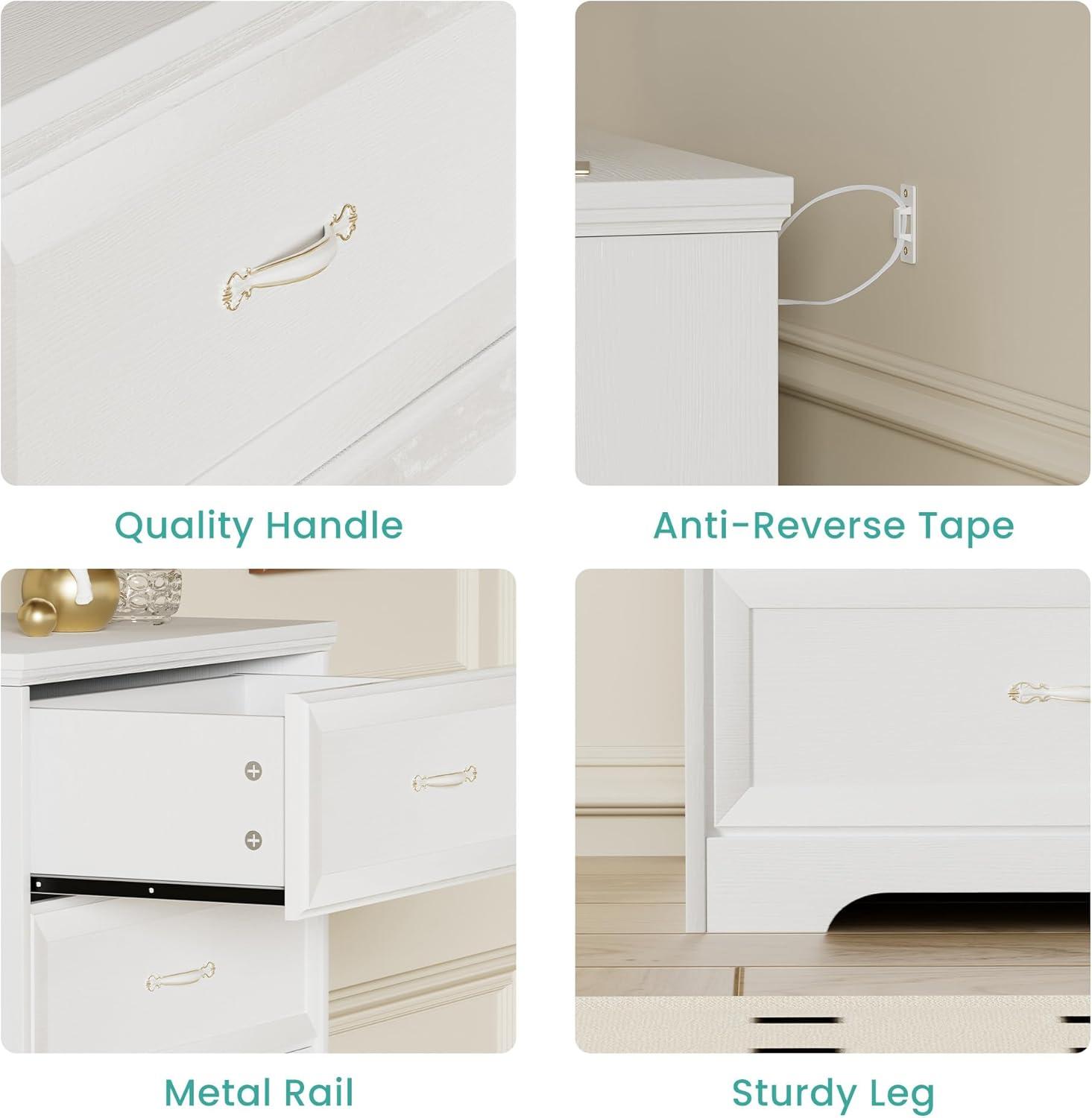 White Laminated 5-Tier Space-Saving Chest of Drawers